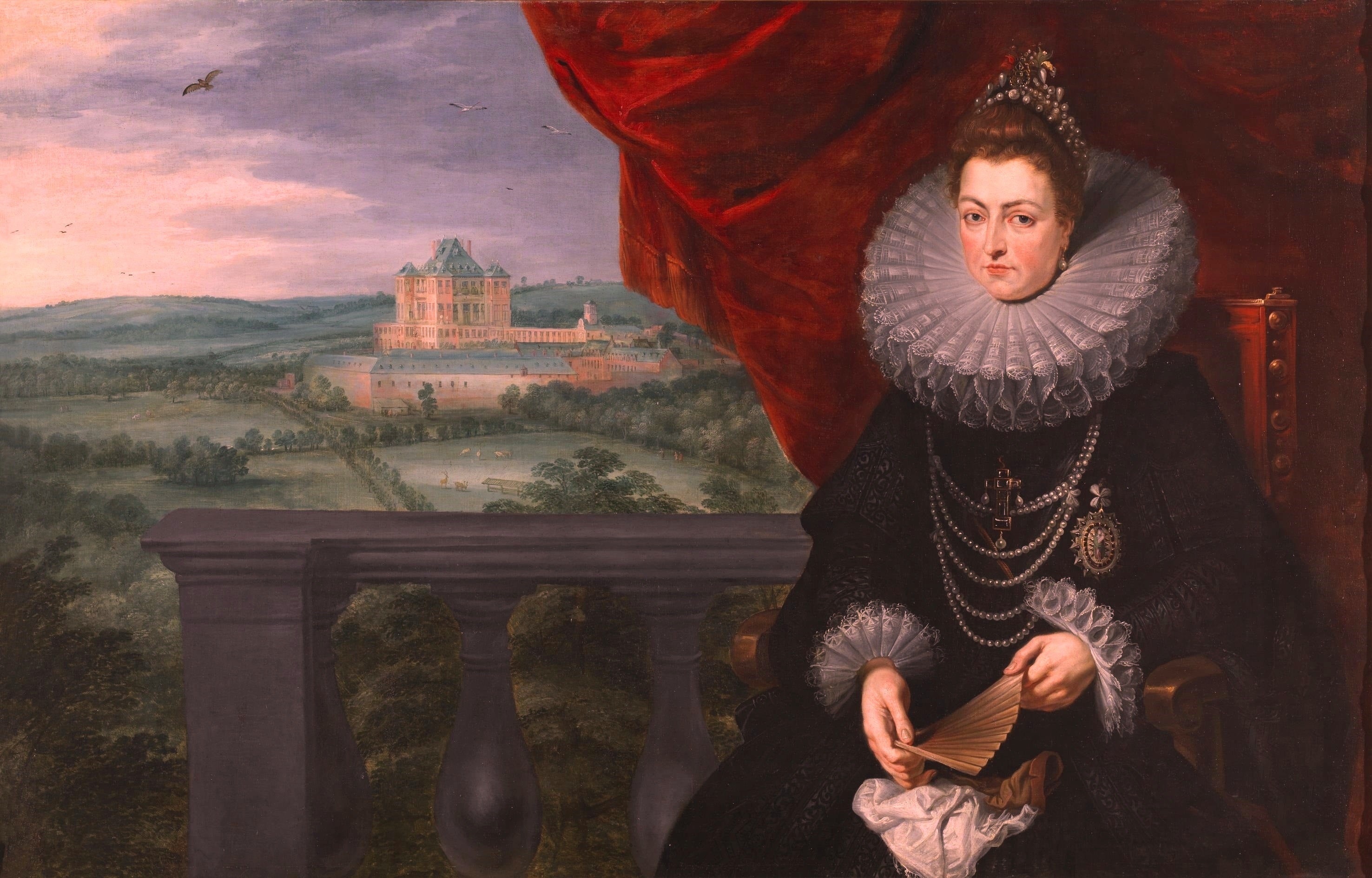 Portrait de l'infante Isabelle avec le château de Mariement en arrière-plan - Peter Paul Rubens