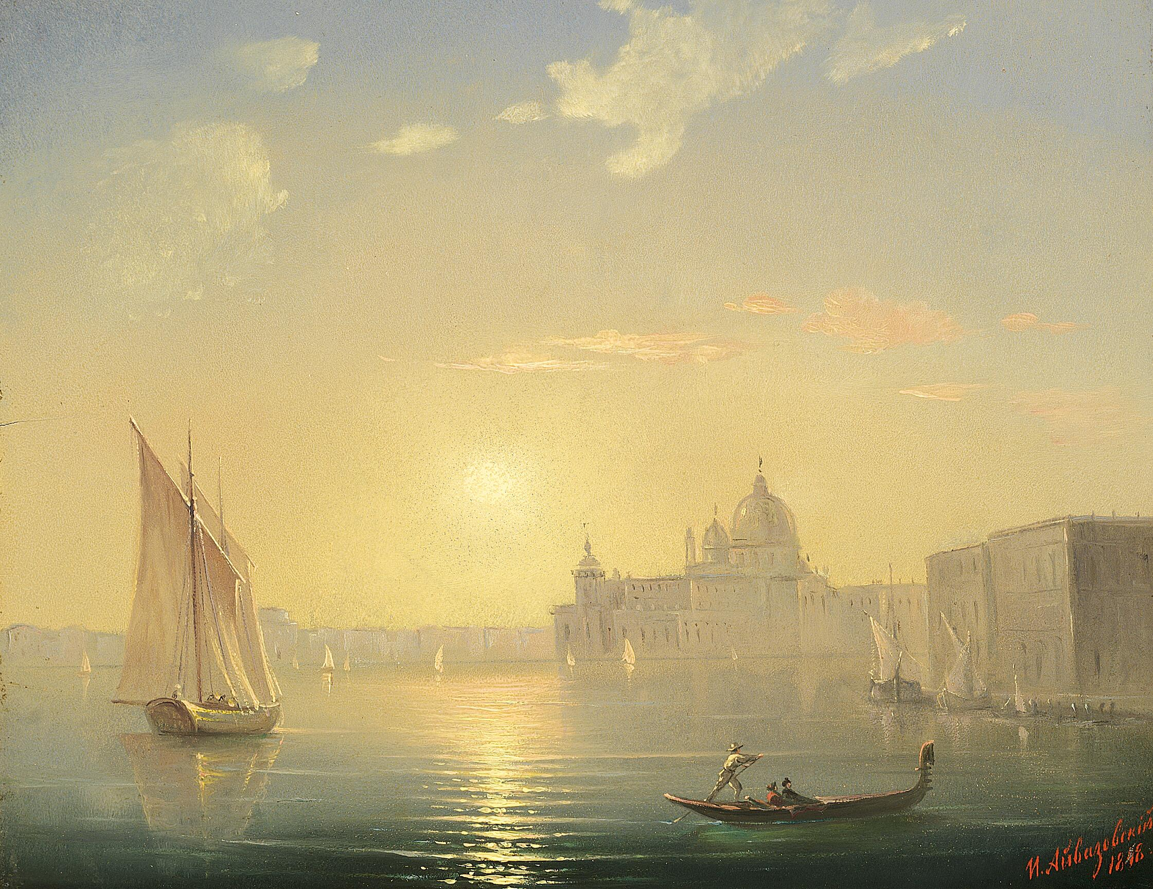 Le Canal Grande avec vue sur Santa Maria della Salute au coucher du soleil. - Ivan Aïvazovski