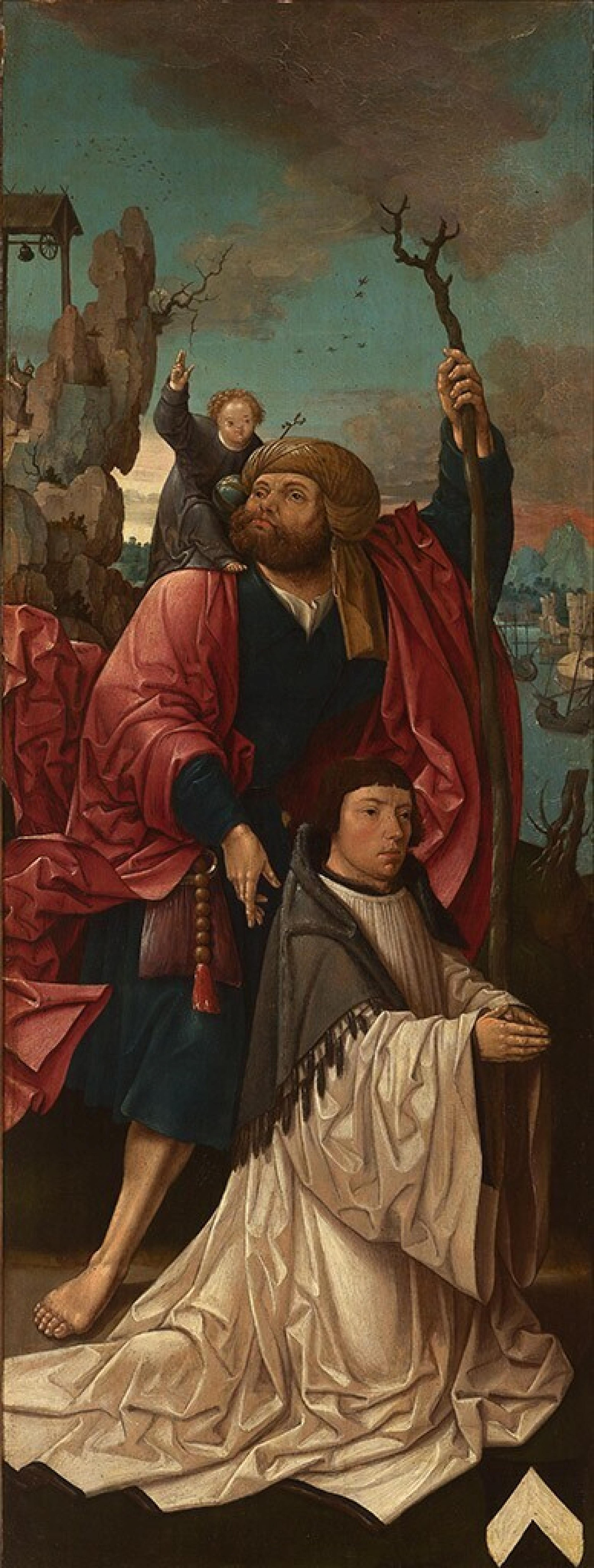 Chanoine Dirk Willemsz van Rietwijk avec Saint Christophe - Jacob Cornelisz van Oostsanen