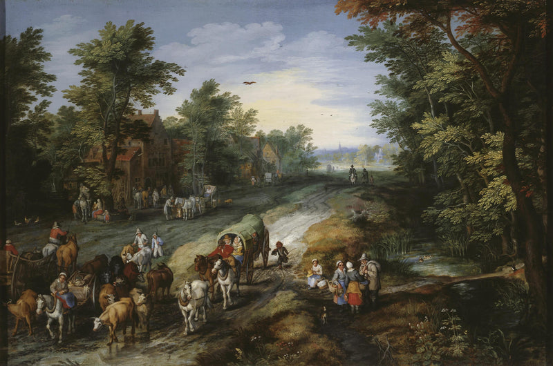 Route aux alentours d'une ville - Jan Brueghel l'Ancien