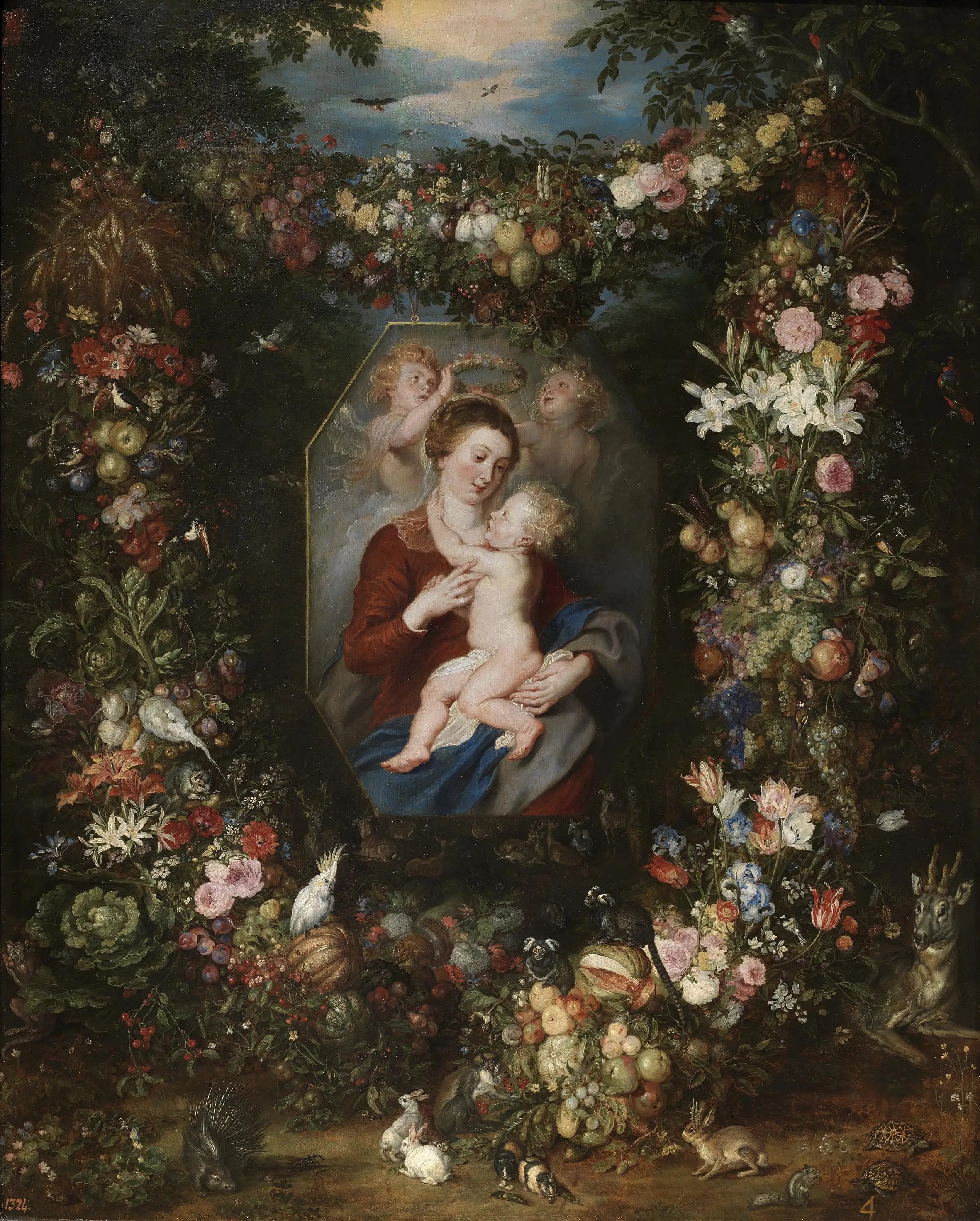 La Vierge à l’Enfant dans un tableau entouré de fruits et de fleurs - Peter Paul Rubens - Alpha Reproduction