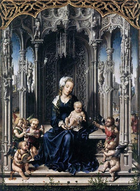 La Sainte Vierge et l'Enfant, entre deux groupes d'anges - Jan Gossaert