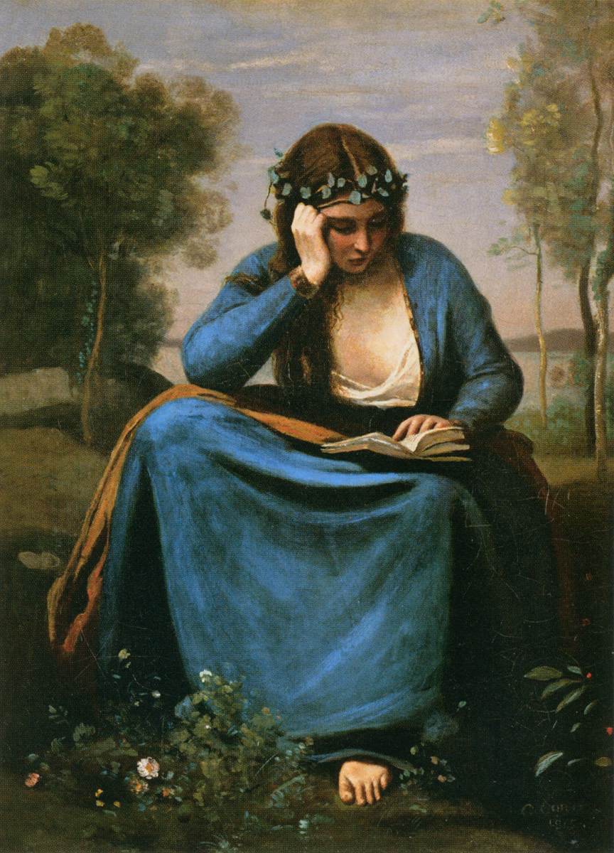 Liseuse couronnée de fleurs, ou La Muse de Virgile - Jean-Baptiste Camille Corot