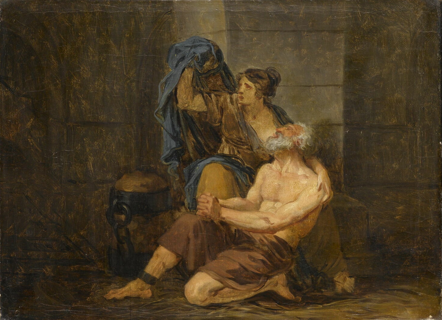 La Charité romaine : Cimone et son père. - Jean-Baptiste Greuze