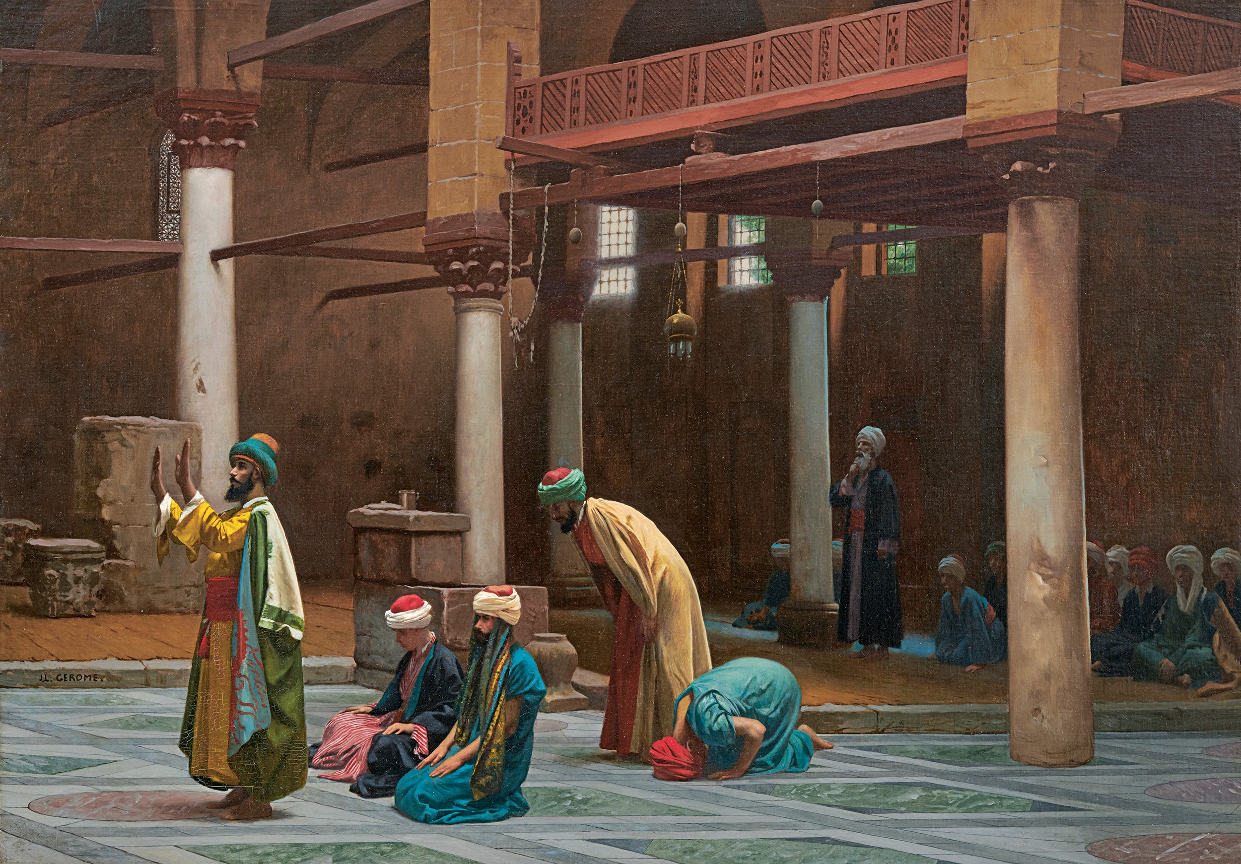 Reproduction du tableau « Prière à la mosquée - Jean-Léon Gérôme » par Alpha Reproduction en peinture à l’huile