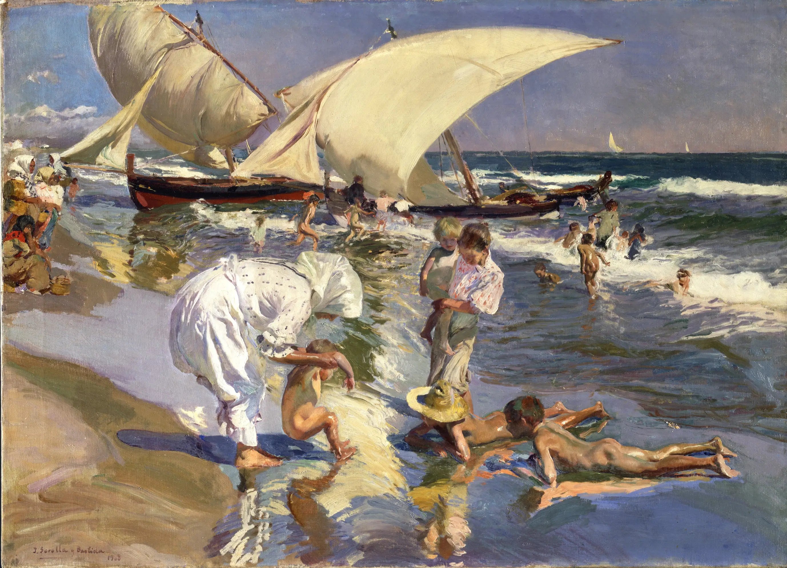 Reproduction du tableau « Plage de Valence à la lumière du matin - Joaquín Sorolla » par Alpha Reproduction en peinture à l’huile