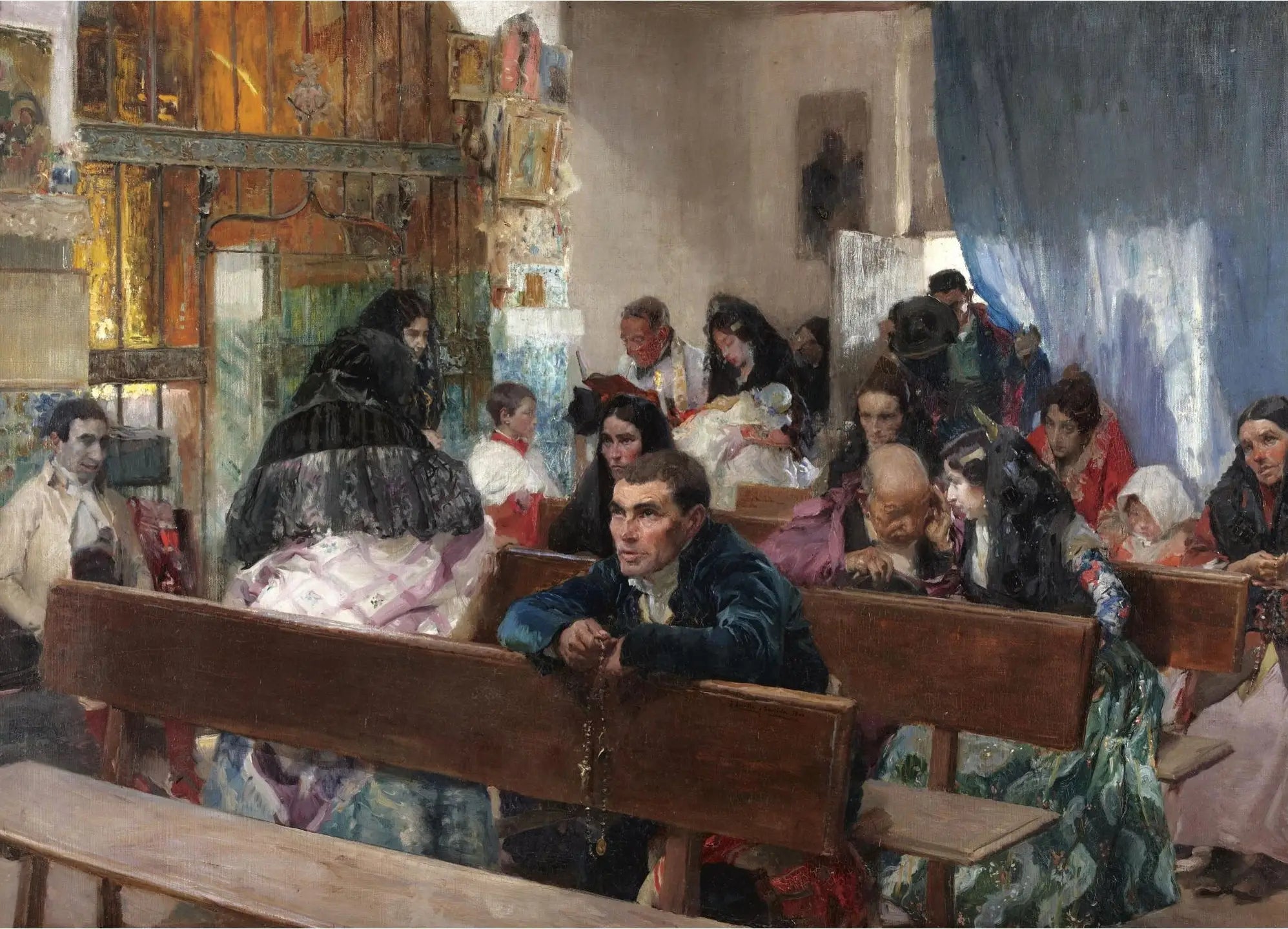 Reproduction du tableau « Le baptême - Joaquín Sorolla » par Alpha Reproduction en peinture à l’huile