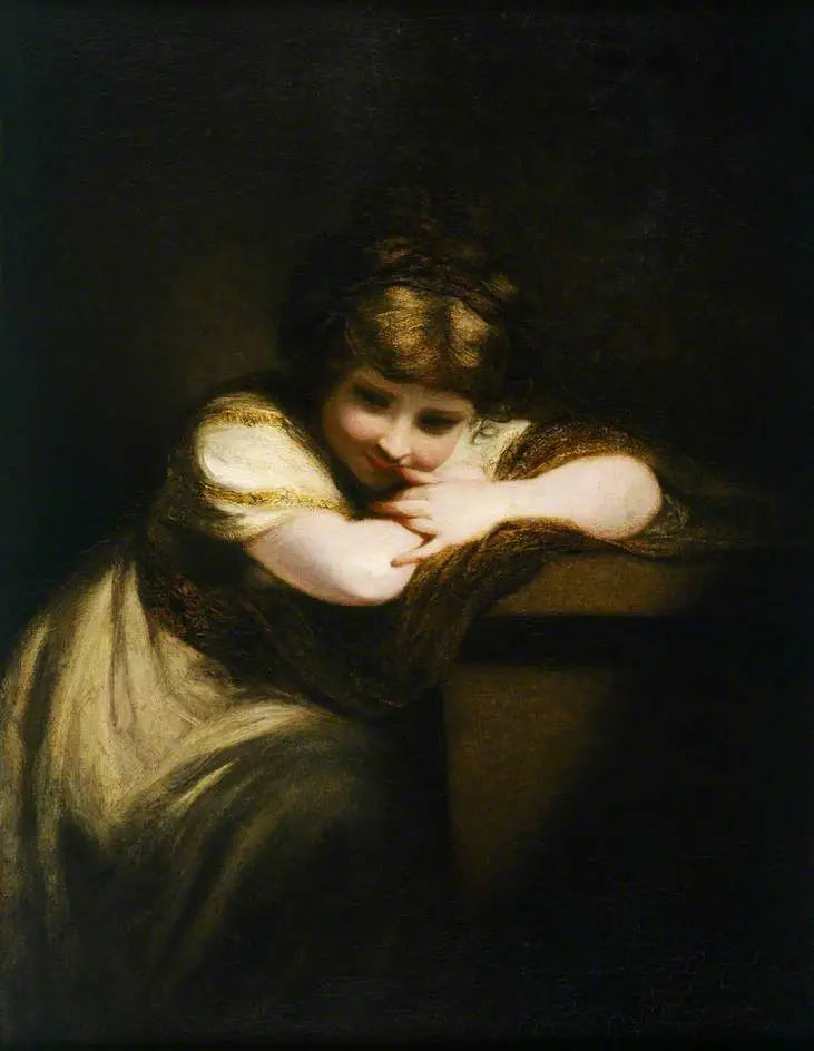 Fille appuyée sur un piédestal (La fille qui rit) - Joshua Reynolds - Alpha Reproduction