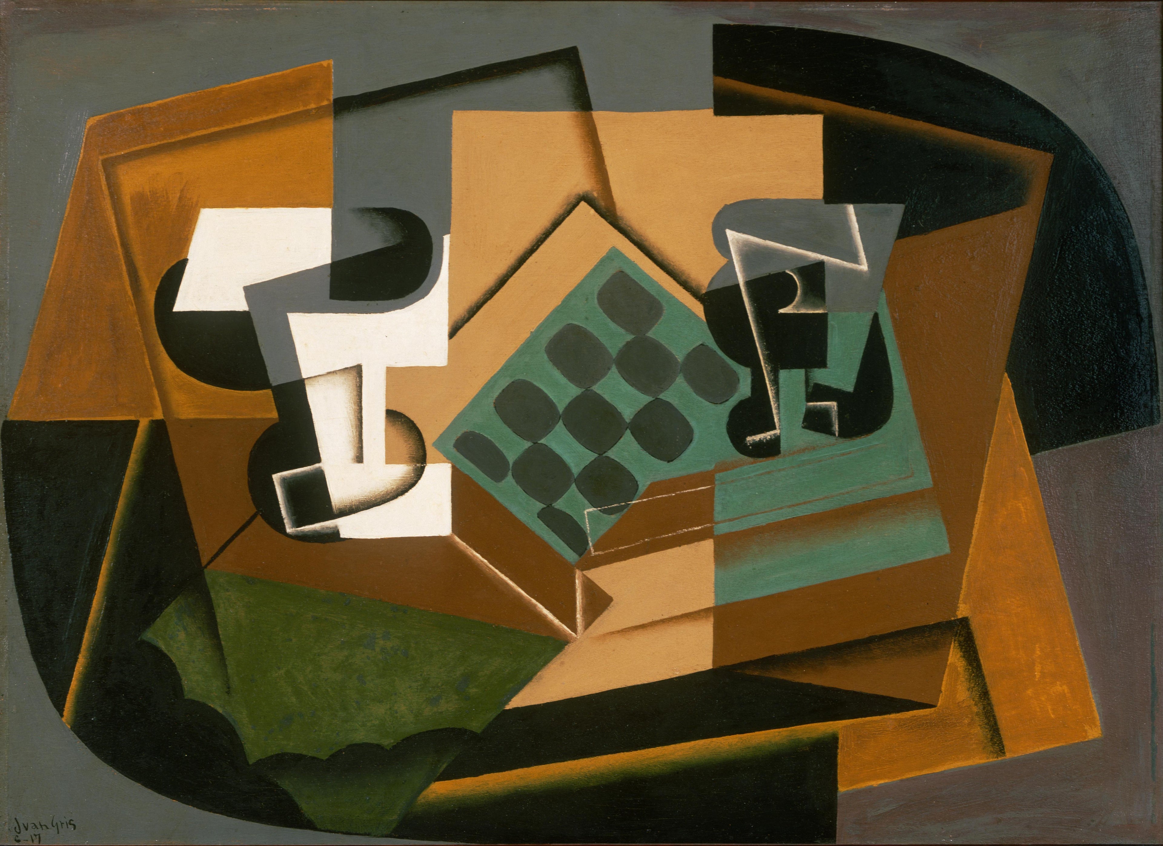 Échiquier, verre et plat - Juan Gris