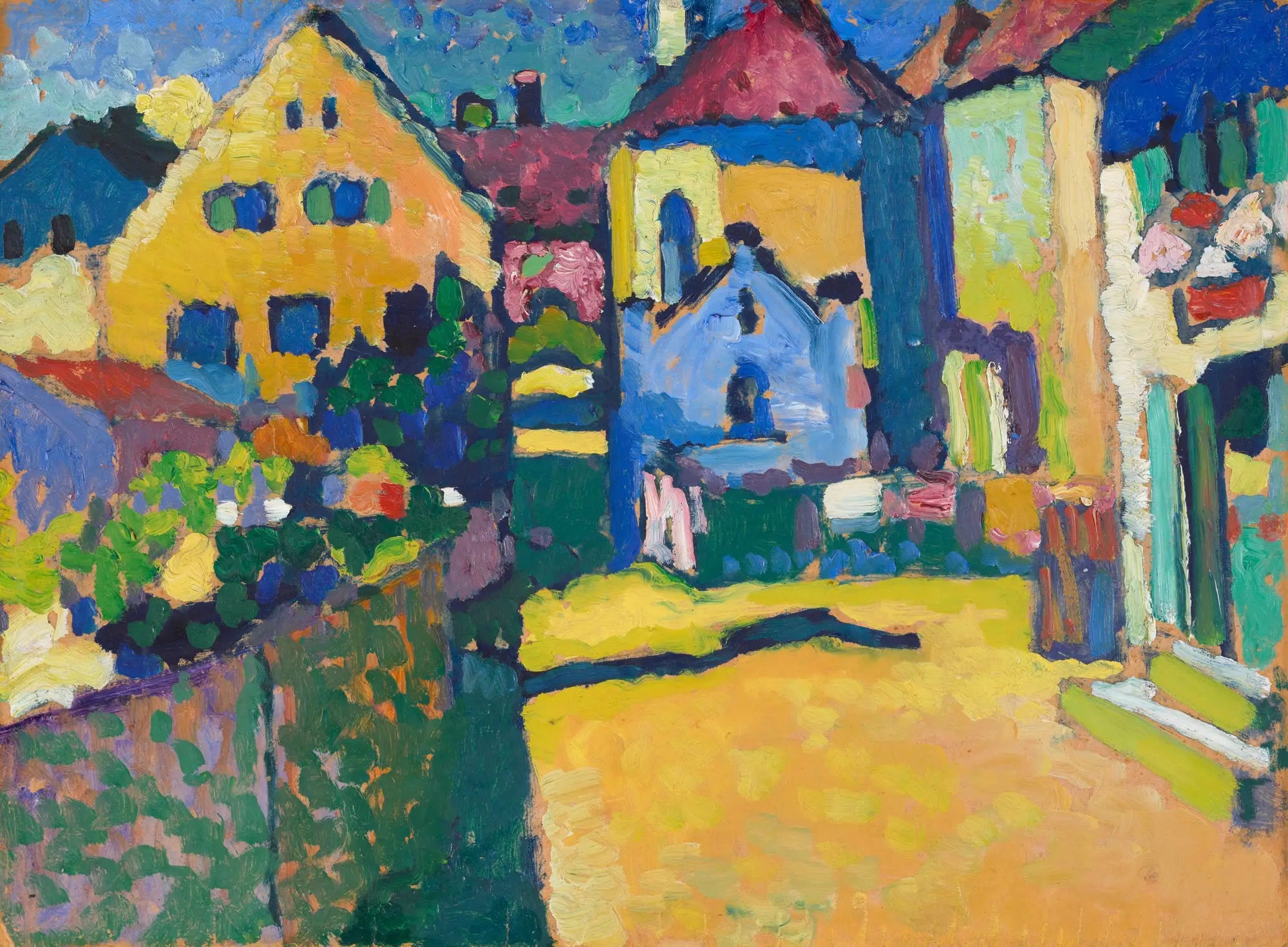 Reproduction du tableau « Grungasse à Murnau - Vassily Kandinsky » par Alpha Reproduction en peinture à l’huile