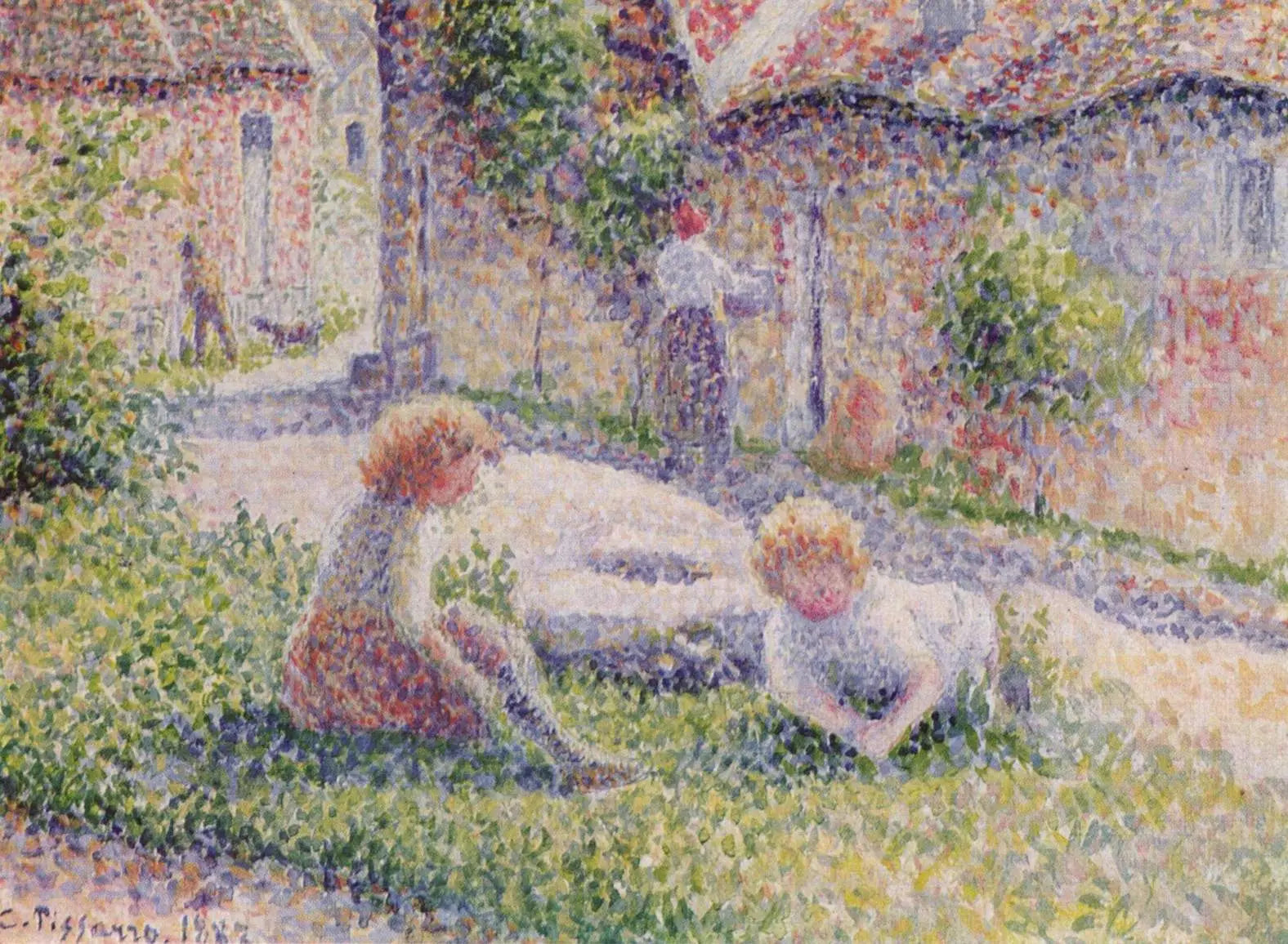 Reproduction du tableau « Enfants à la ferme - Camille Pissarro » par Alpha Reproduction en peinture à l’huile