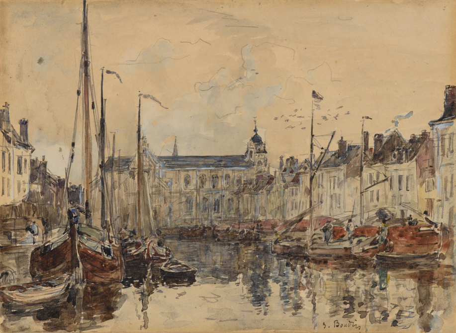 Reproduction du tableau « Le Bassin du commerce à Bruxelles - Eugène Boudin » par Alpha Reproduction en peinture à l’huile