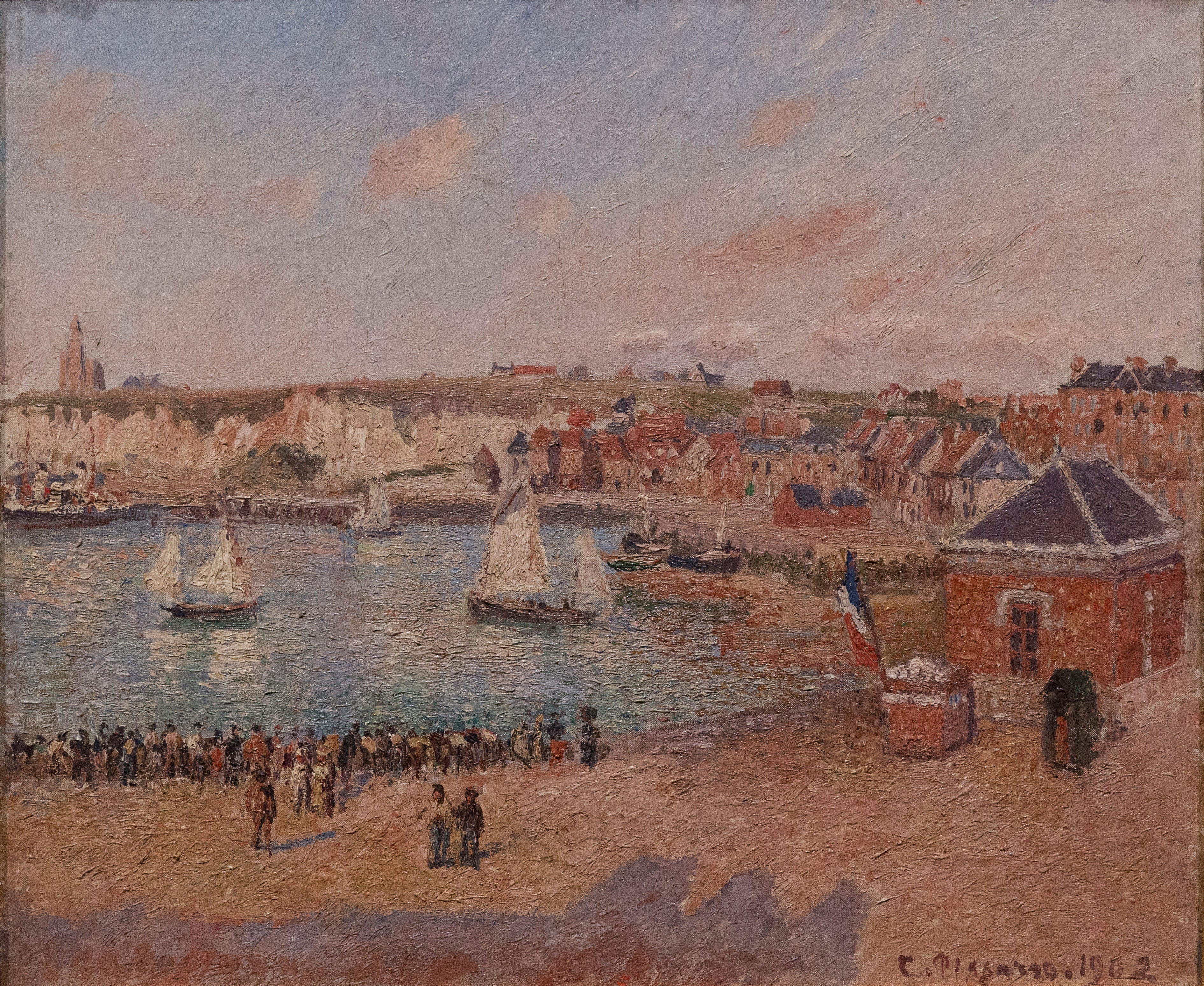 Reproduction du tableau « L’Avant-port de Dieppe, après-midi, soleil - Camille Pissarro » par Alpha Reproduction en peinture à l’huile