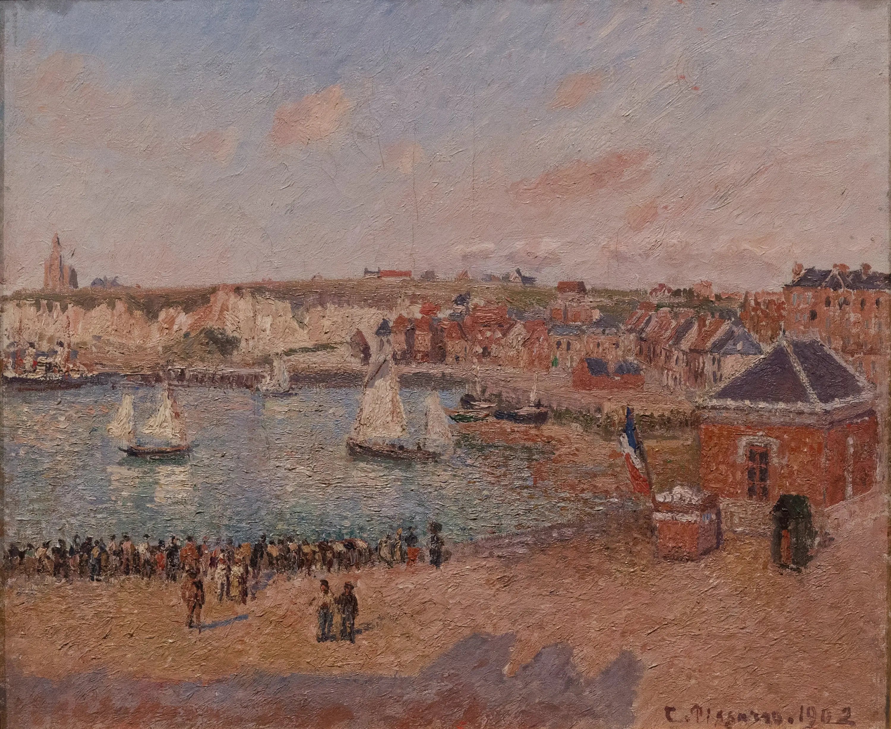 Reproduction du tableau « L’Avant-port de Dieppe, après-midi, soleil - Camille Pissarro » par Alpha Reproduction en peinture à l’huile