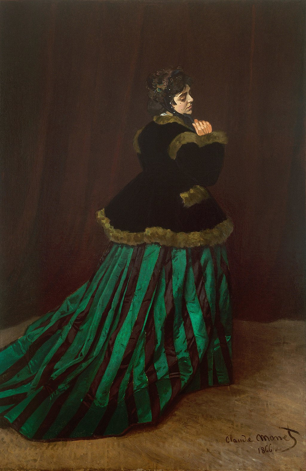 💚 האישה בשמלה ירוקה – קלוד מונה (1866)