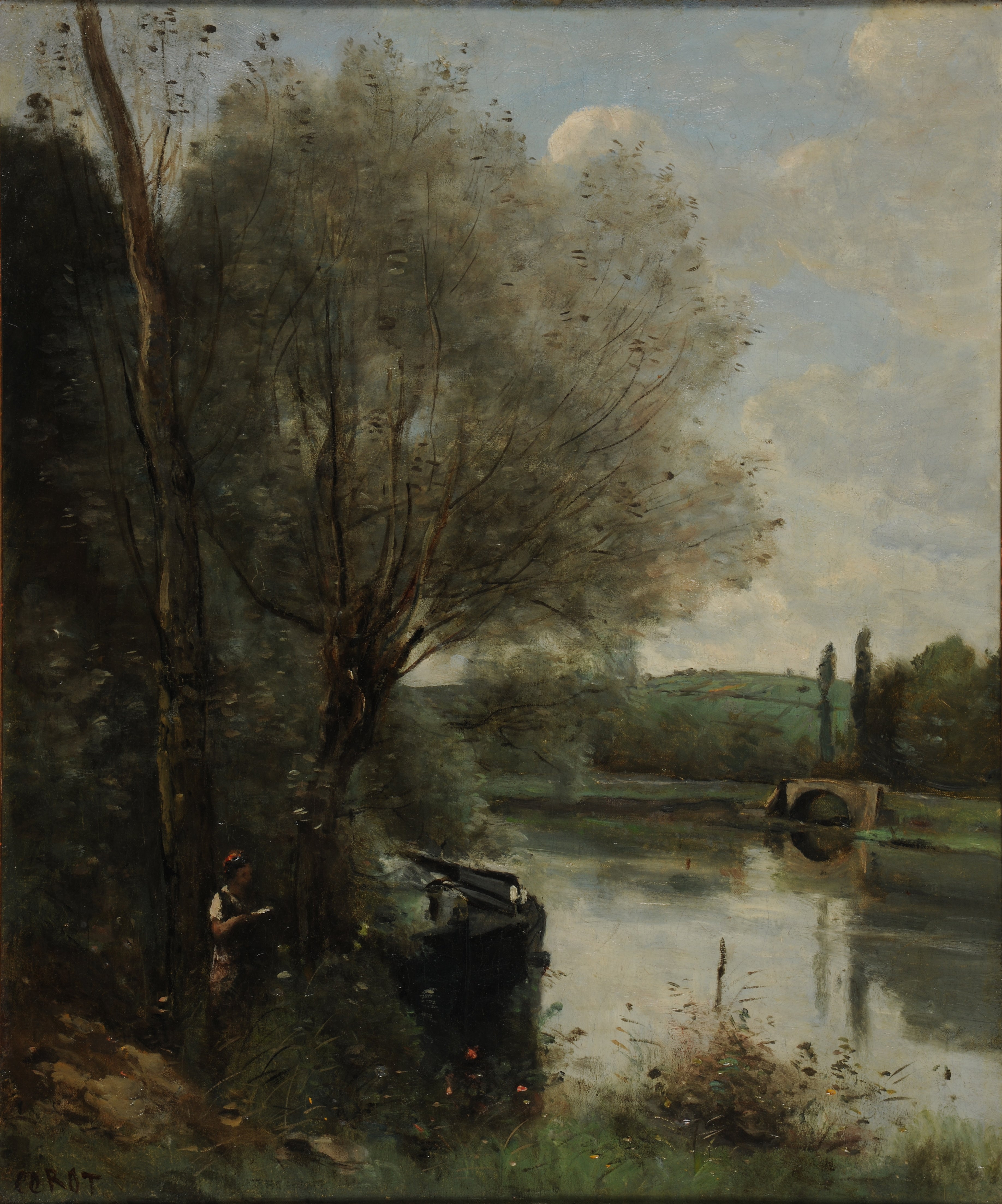 La Liseuse sur la rive boisée - Jean-Baptiste Camille Corot