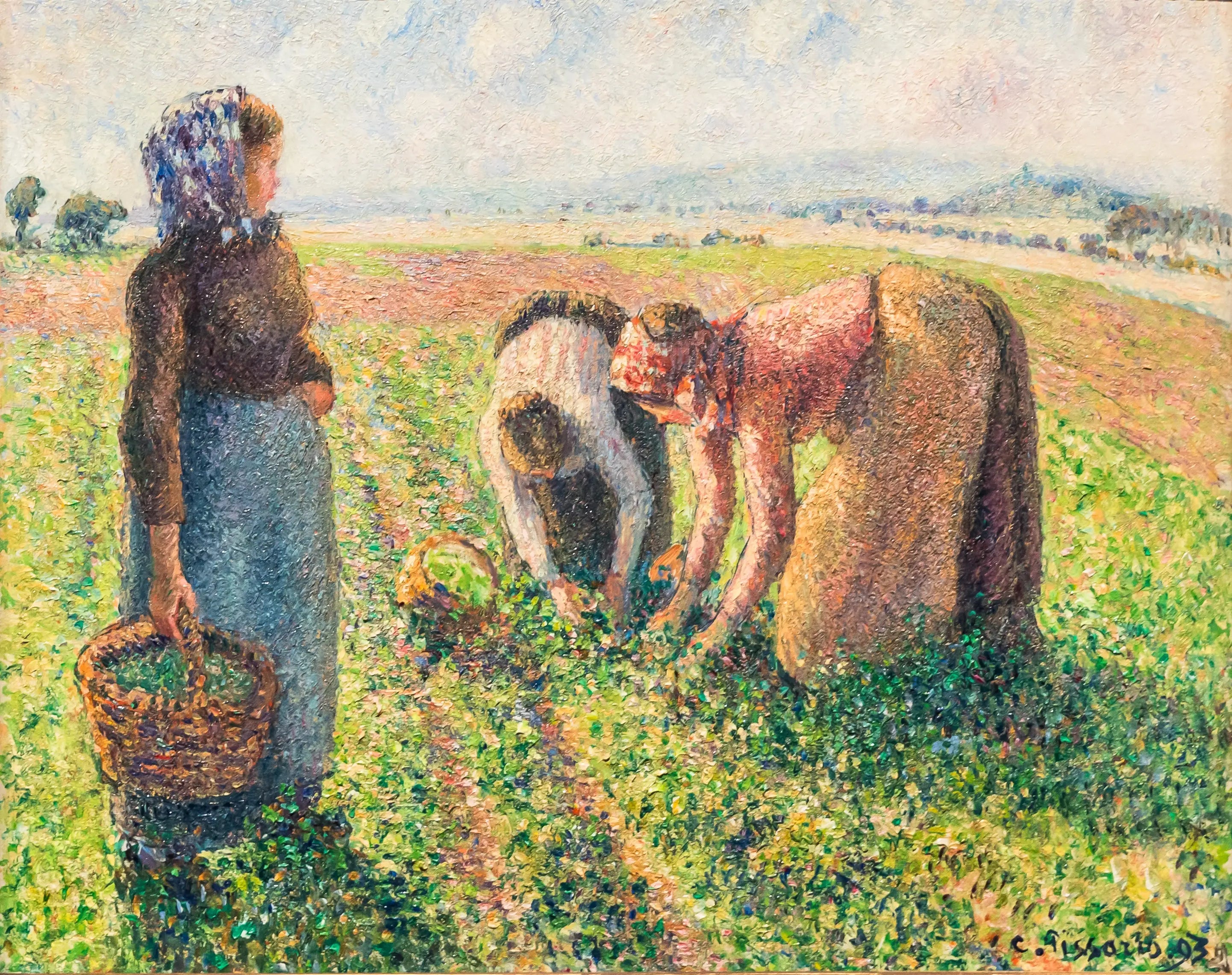Reproduction du tableau « La cueillette des pois, Éragny - Camille Pissarro » par Alpha Reproduction en peinture à l’huile