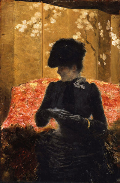 Dame sur le canapé rouge - Giuseppe De Nittis - Alpha Reproduction
