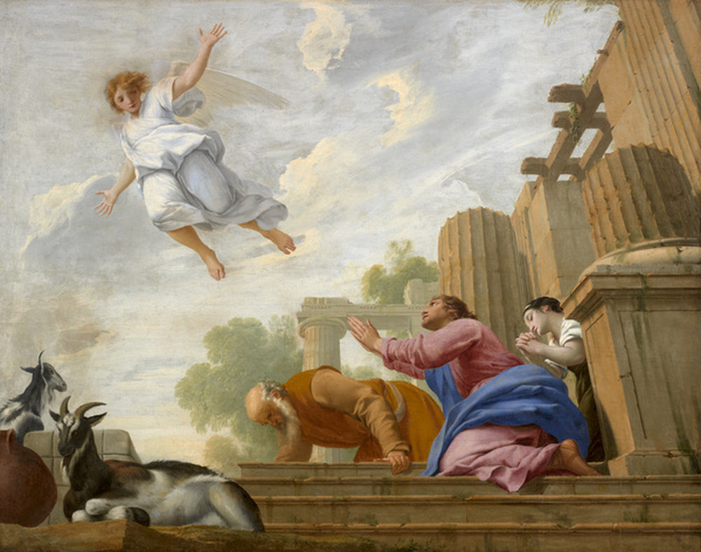 L'Ange Raphaël révèle sa véritable nature à Tobie et à sa famille et s'élève au ciel - Eustache Le Sueur