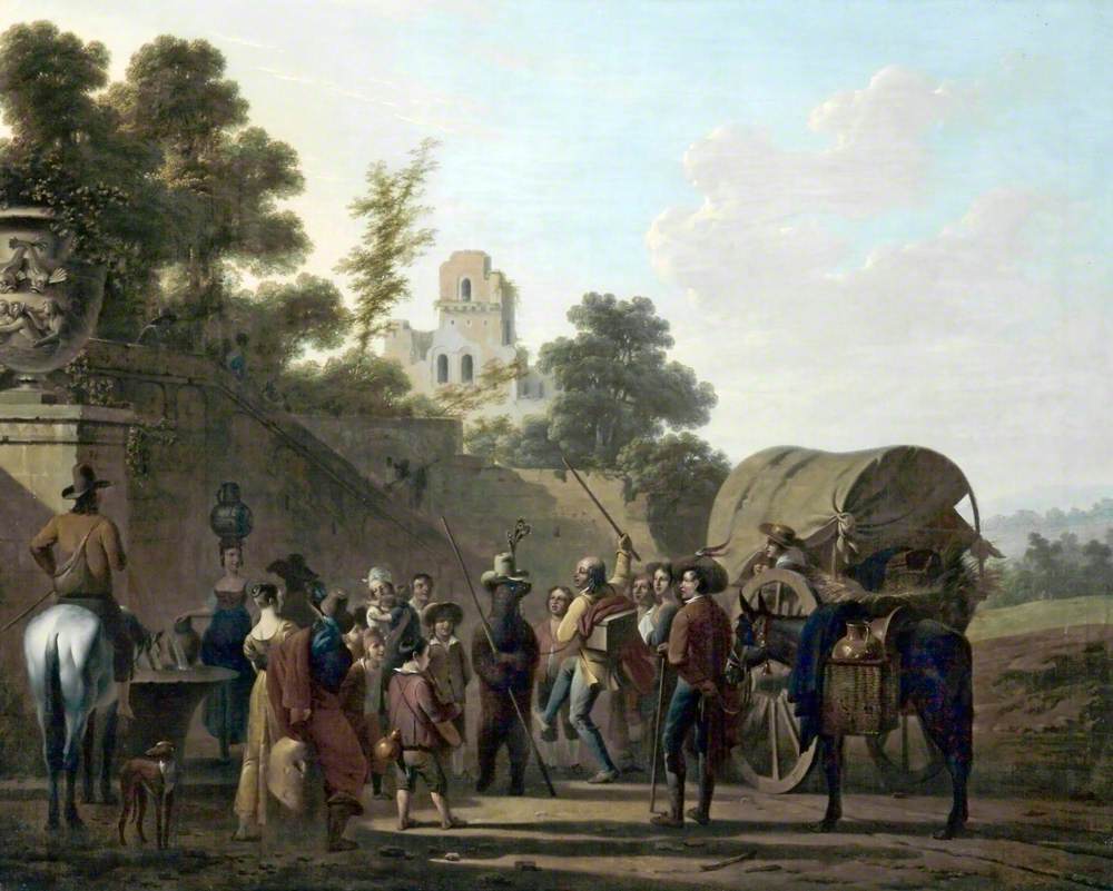 Ours dansants avec spectateurs dans les ruines d'un château - Louis-Léopold Boilly