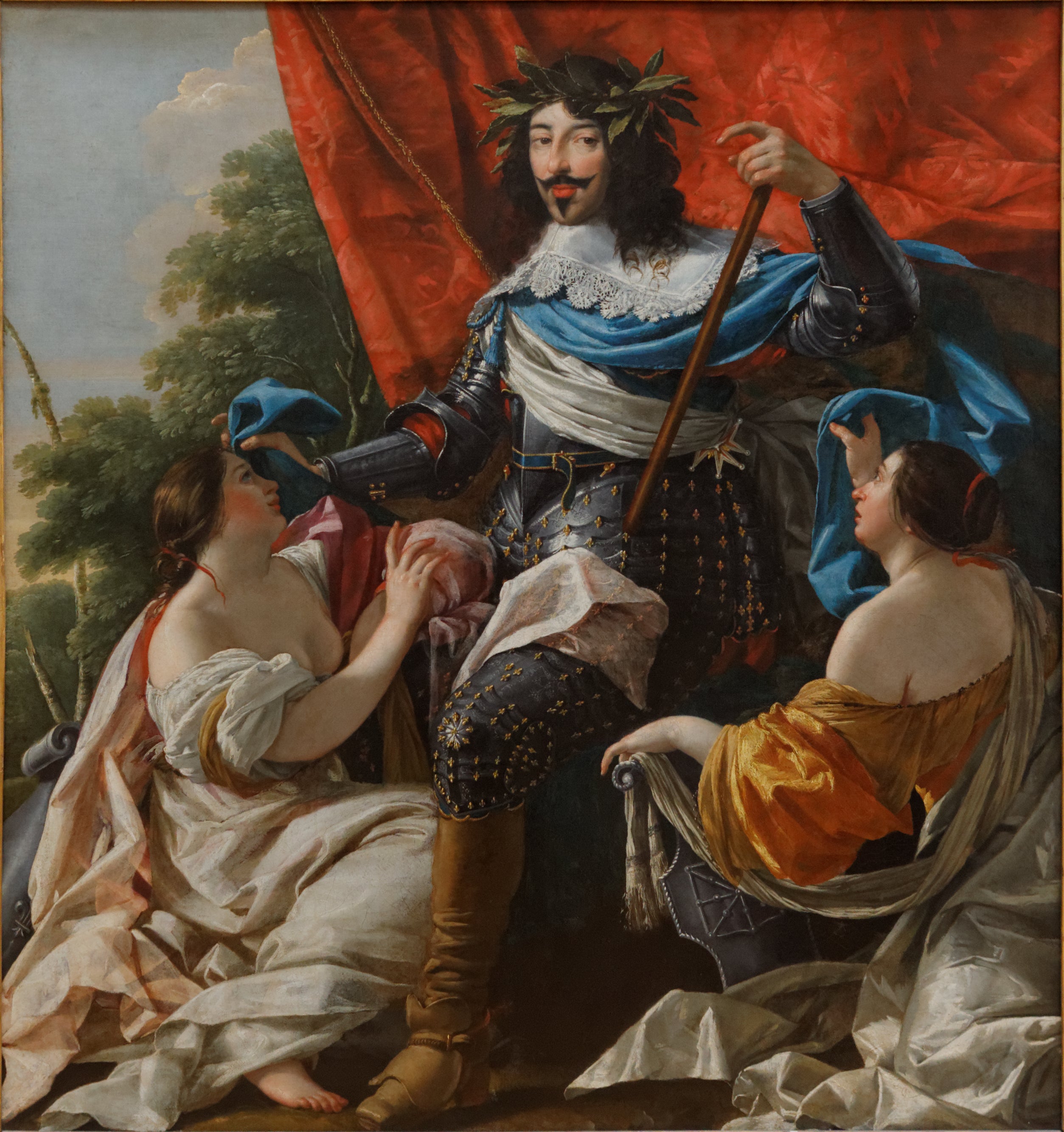 Louis XIII entre deux figures de femmes symbolisant la France et la Navarre - Simon Vouet