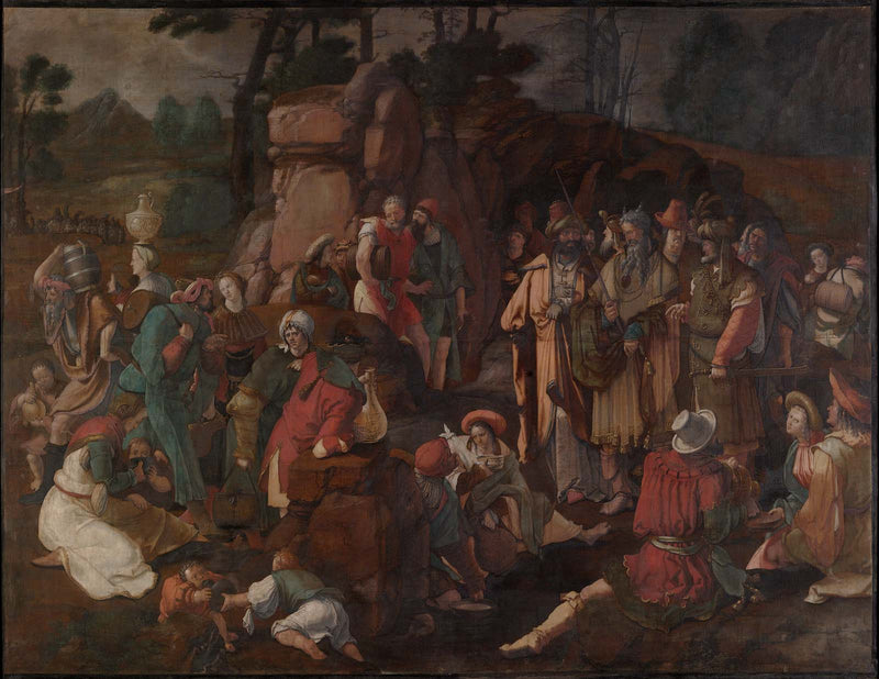 Moïse et les Israélites après le miracle de l'eau jaillissant du rocher - Lucas van Leyden