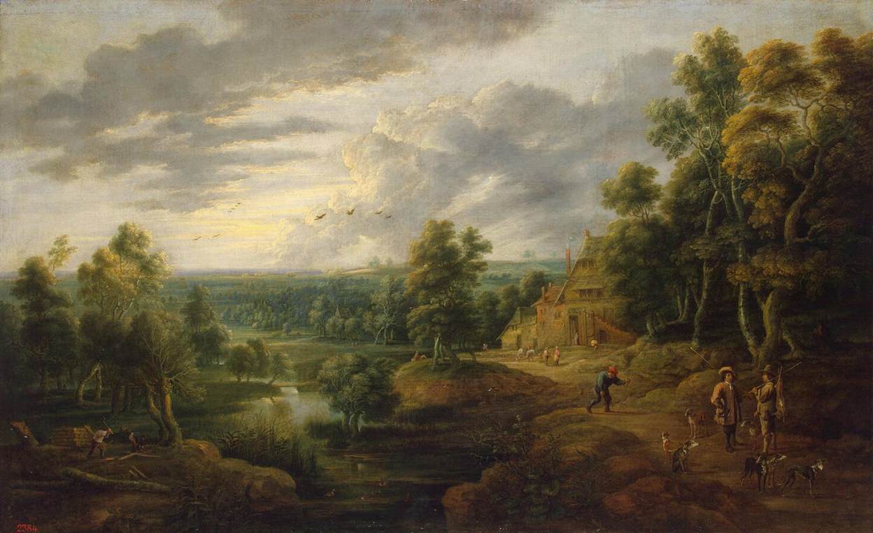 Paysage avec arbre au bord d'une rivière - David Teniers le Jeune