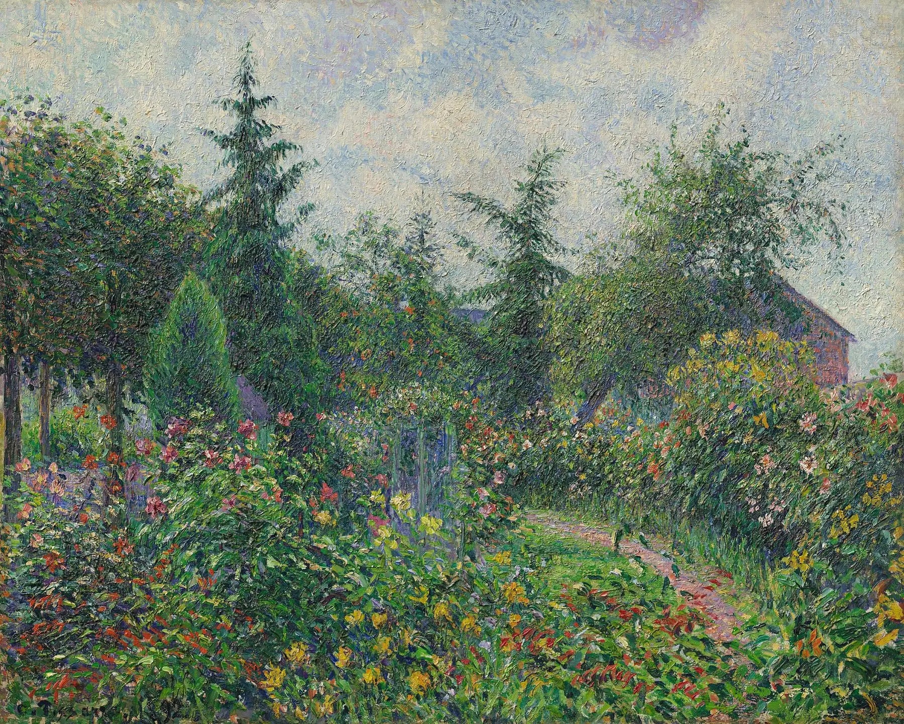 Reproduction du tableau « Jardin et poulailler chez Octave Mirbeau, Les Damps - Camille Pissarro » par Alpha Reproduction en peinture à l’huile