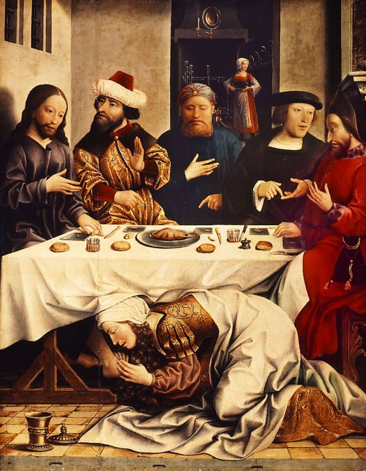 Marie-Madeleine lavant les pieds du Christ - Jan Mostaert