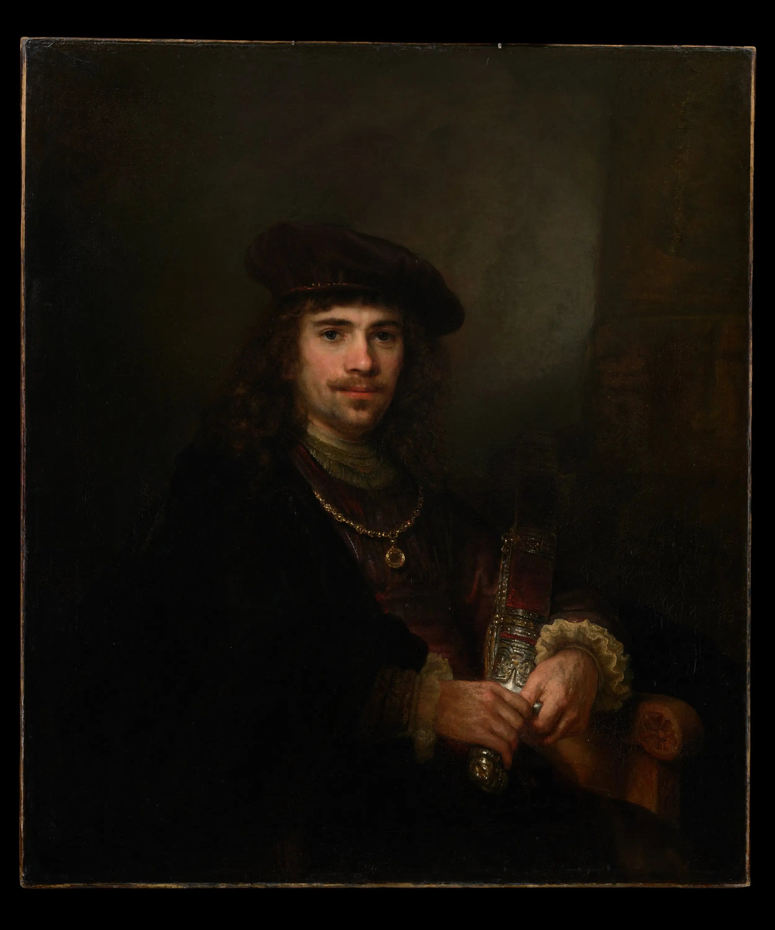 Reproduction du tableau « Homme avec une épée et un béret - Rembrandt » par Alpha Reproduction en peinture à l’huile
