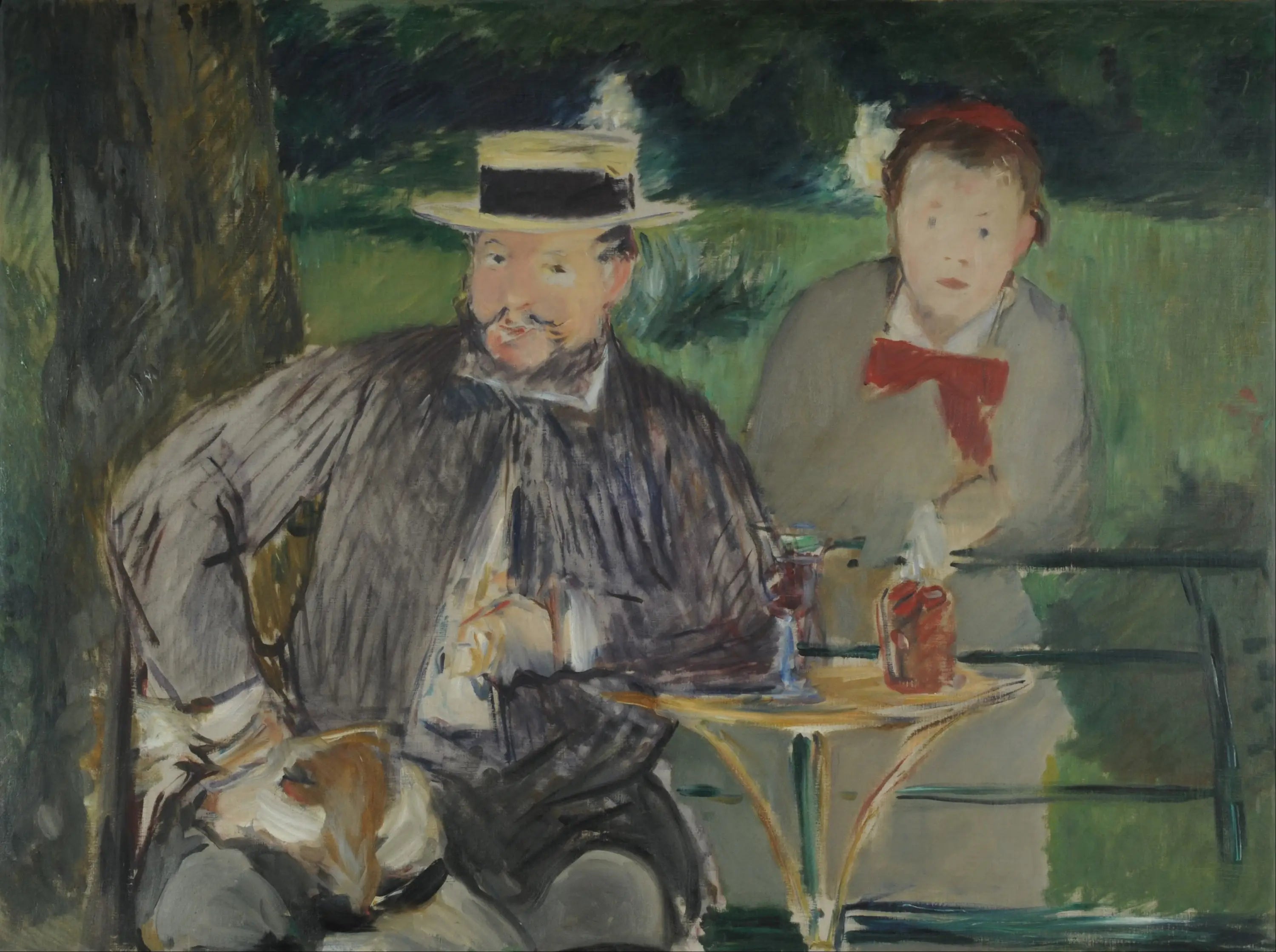 Reproduction du tableau « Portrait d'Ernest Hoschede et sa fille Marthe - Édouard Manet » par Alpha Reproduction en peinture à l’huile
