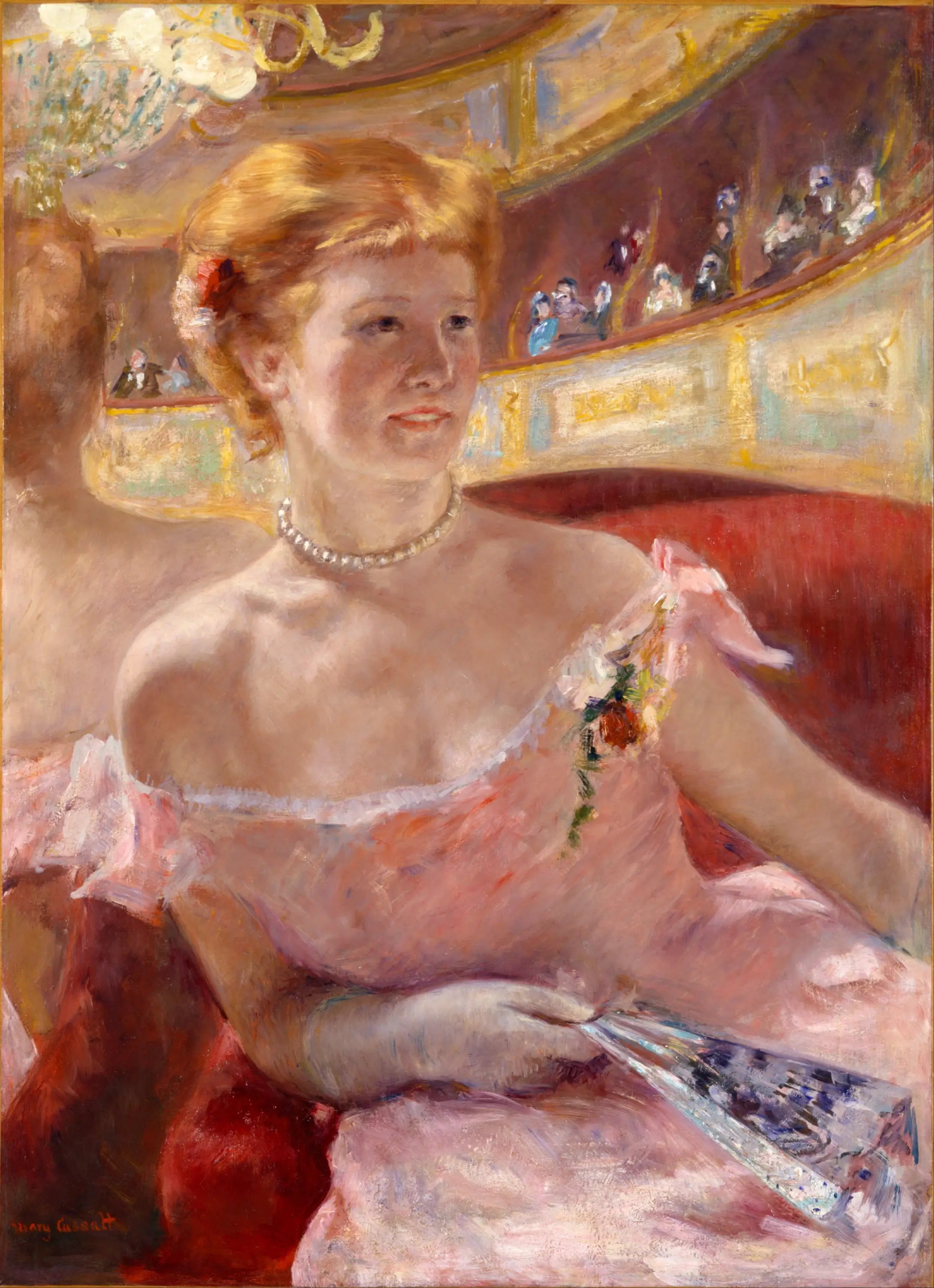 Reproduction du tableau « Femme dans une loge - Mary Cassatt » par Alpha Reproduction en peinture à l’huile
