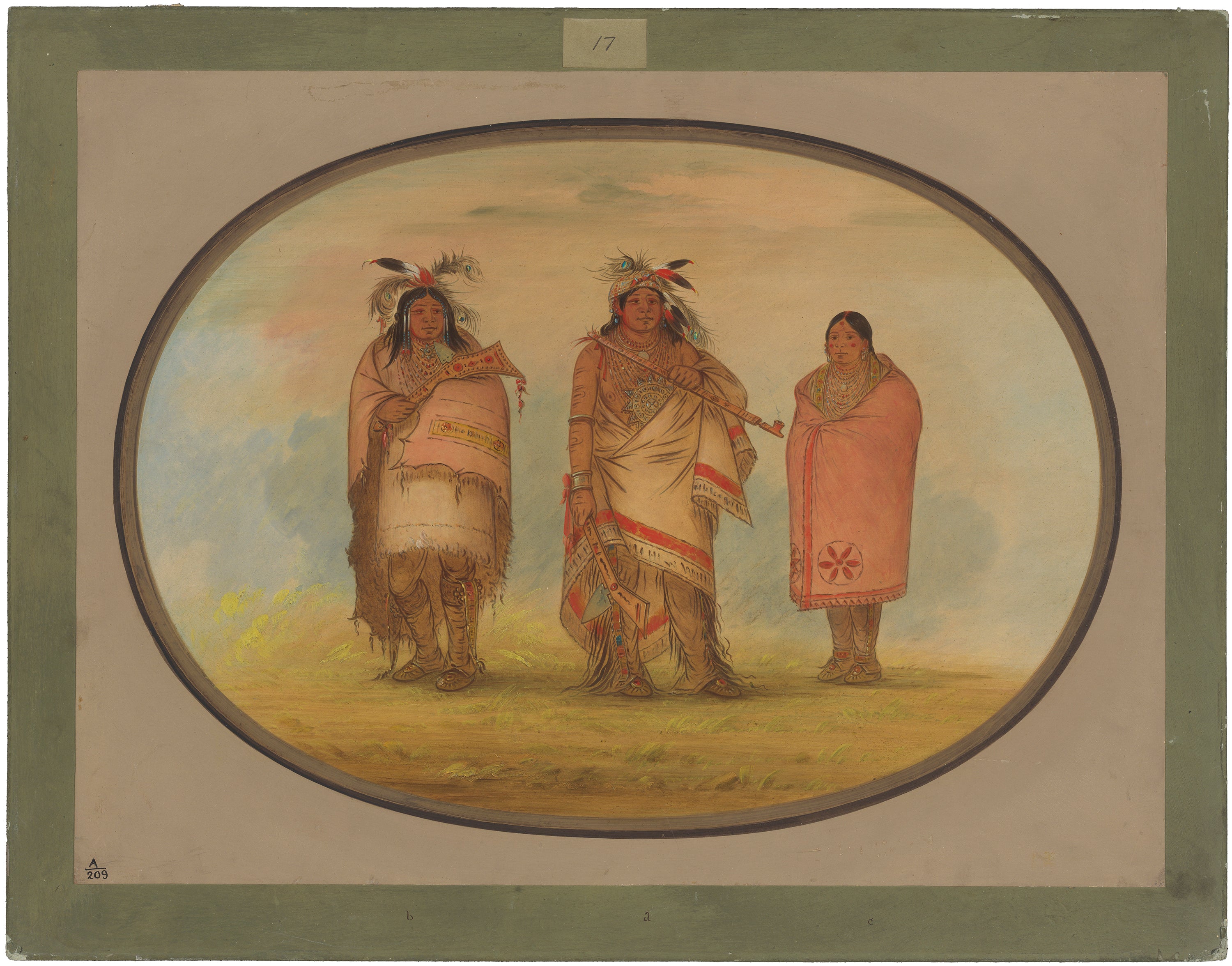Chef de Menomonie, sa femme et son fils - George Catlin