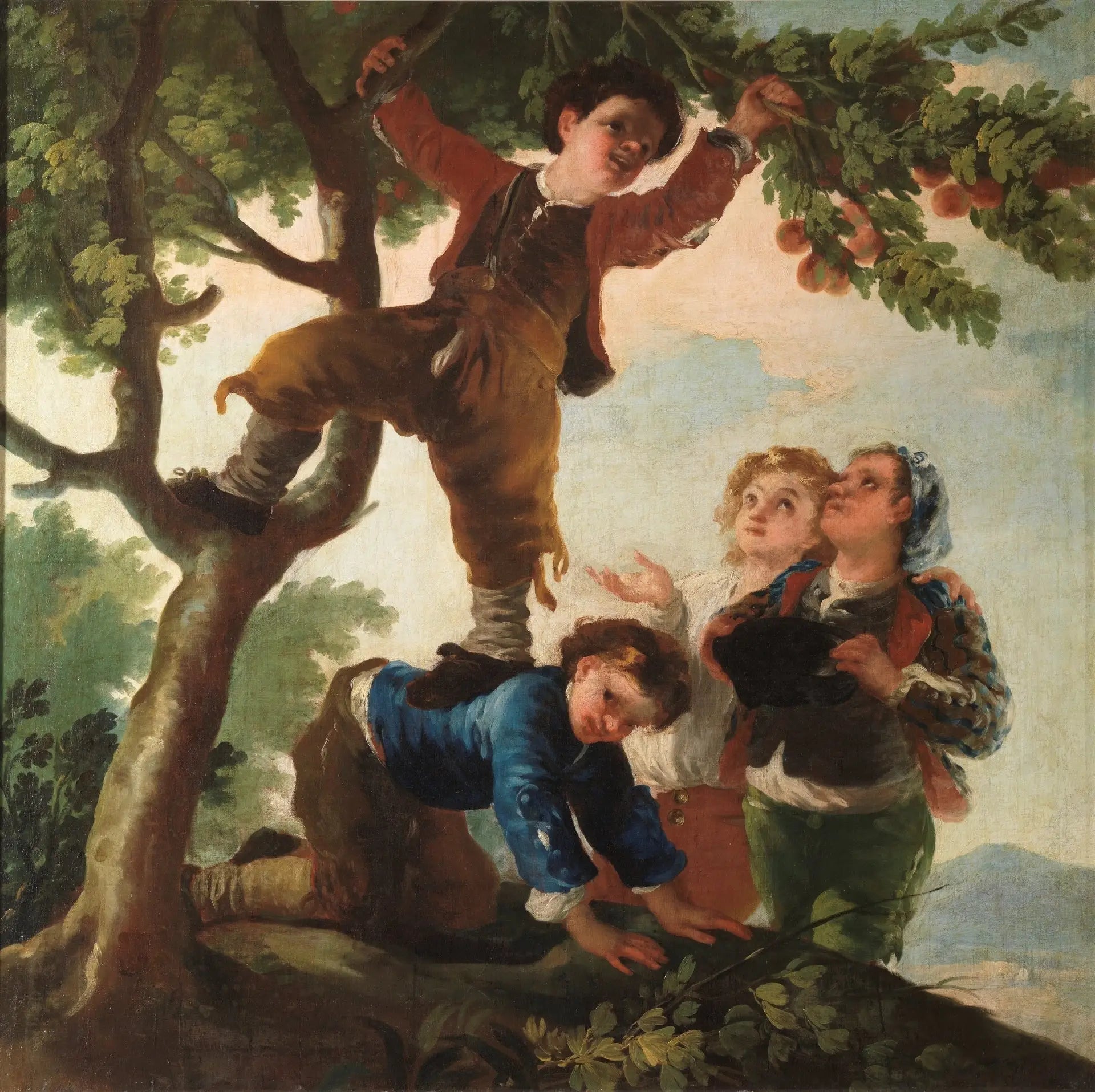Reproduction du tableau « Garçons cueillant des fruits - Francisco de Goya » par Alpha Reproduction en peinture à l’huile