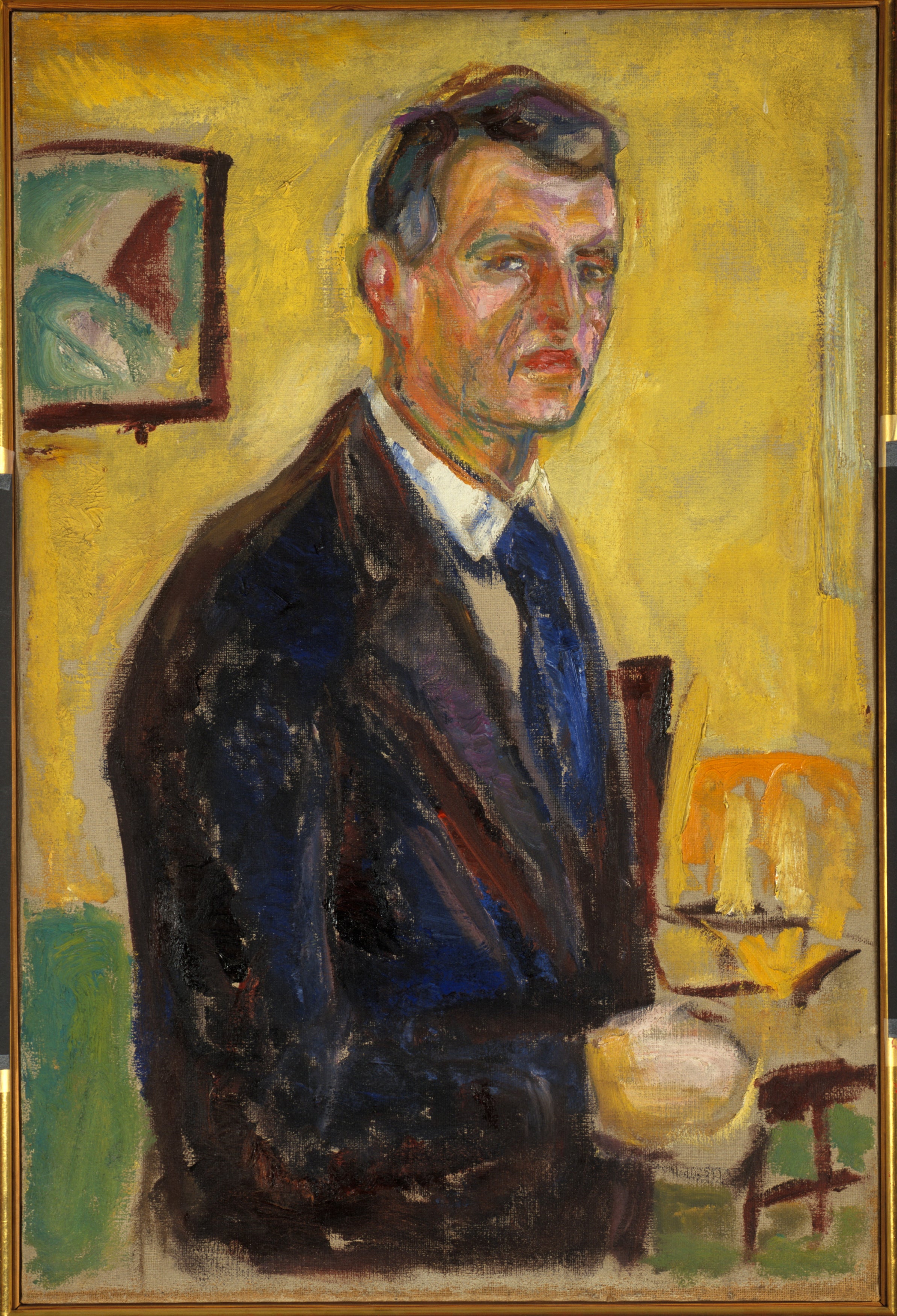 Reproduction du tableau « Autoportrait sur un fond jaune - Edvard Munch » par Alpha Reproduction en peinture à l’huile