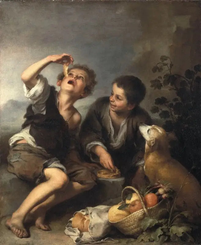 Enfants mangeant un gâteau - Bartolomé Esteban Murillo - Alpha Reproduction
