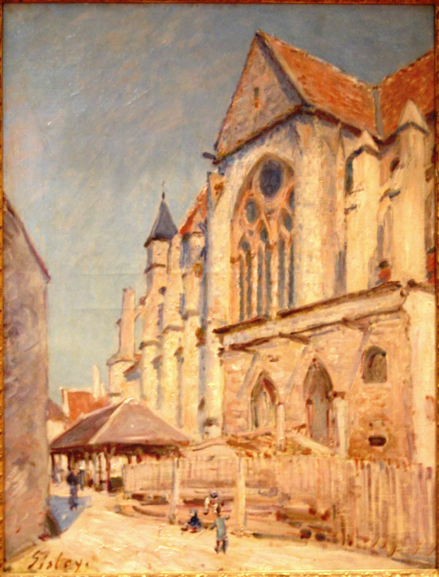 Reproduction du tableau « L'Église de Moret et le vieux marché - Alfred Sisley » par Alpha Reproduction en peinture à l’huile