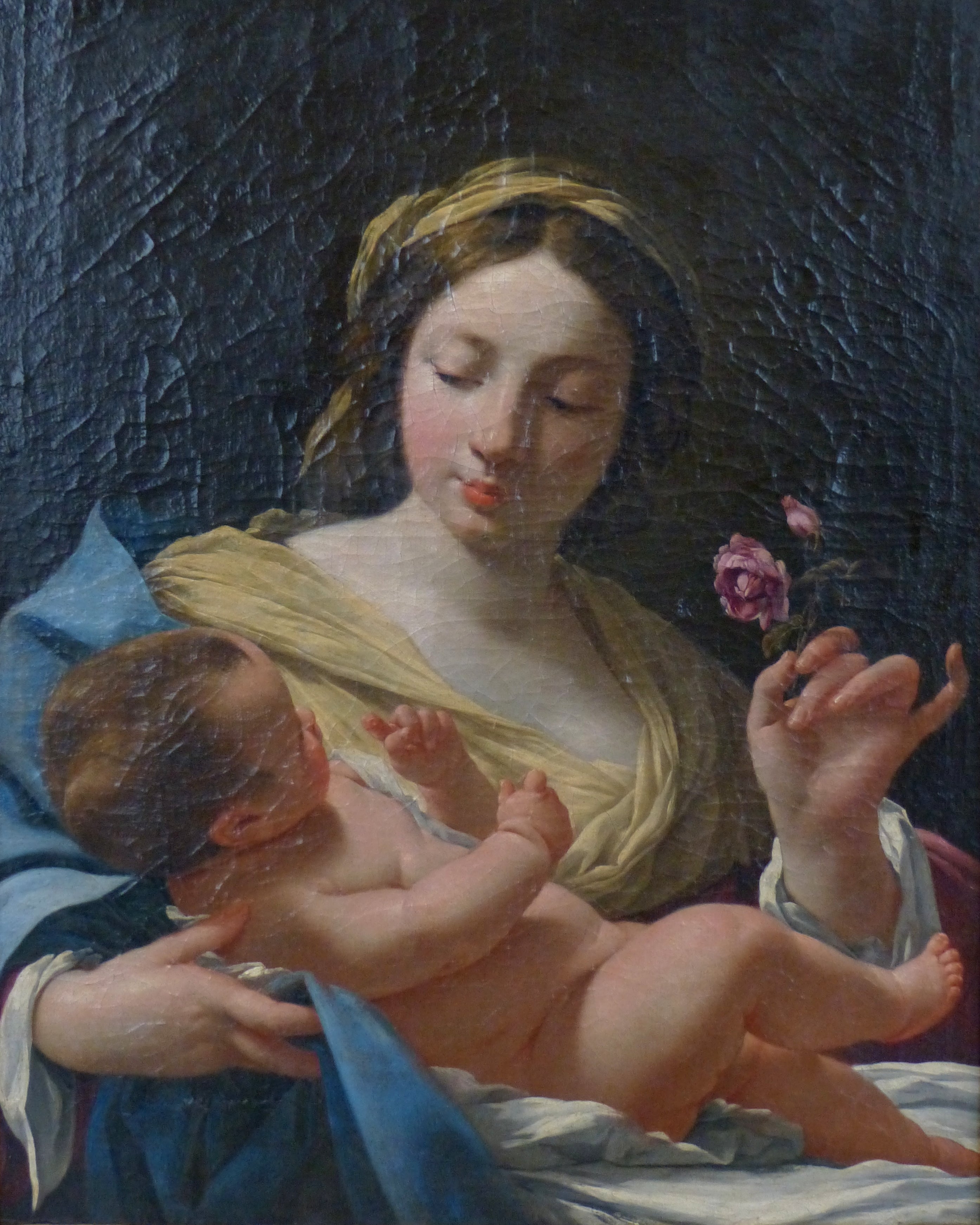 La Vierge et l'enfant à la rose - Simon Vouet