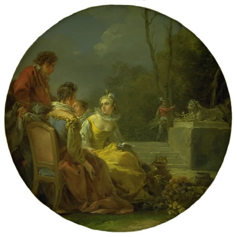 Des personnages dans un parc - Noël Hallé