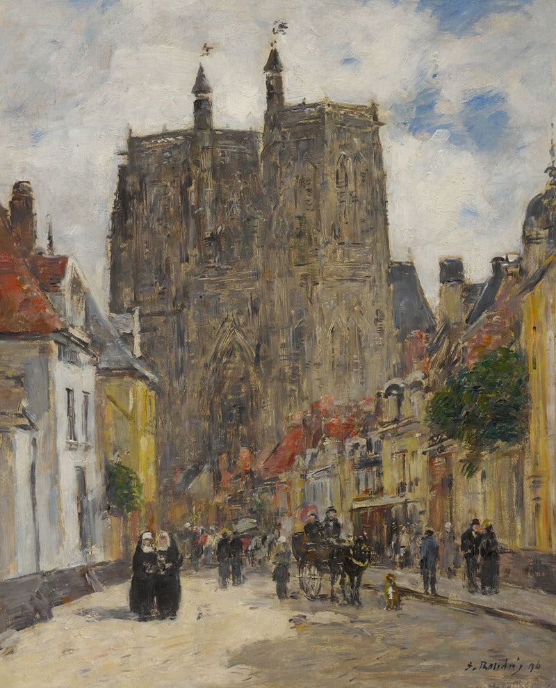 Reproduction du tableau « Abbeville : Église de Saint-Vulfran - Eugène Boudin » par Alpha Reproduction en peinture à l’huile