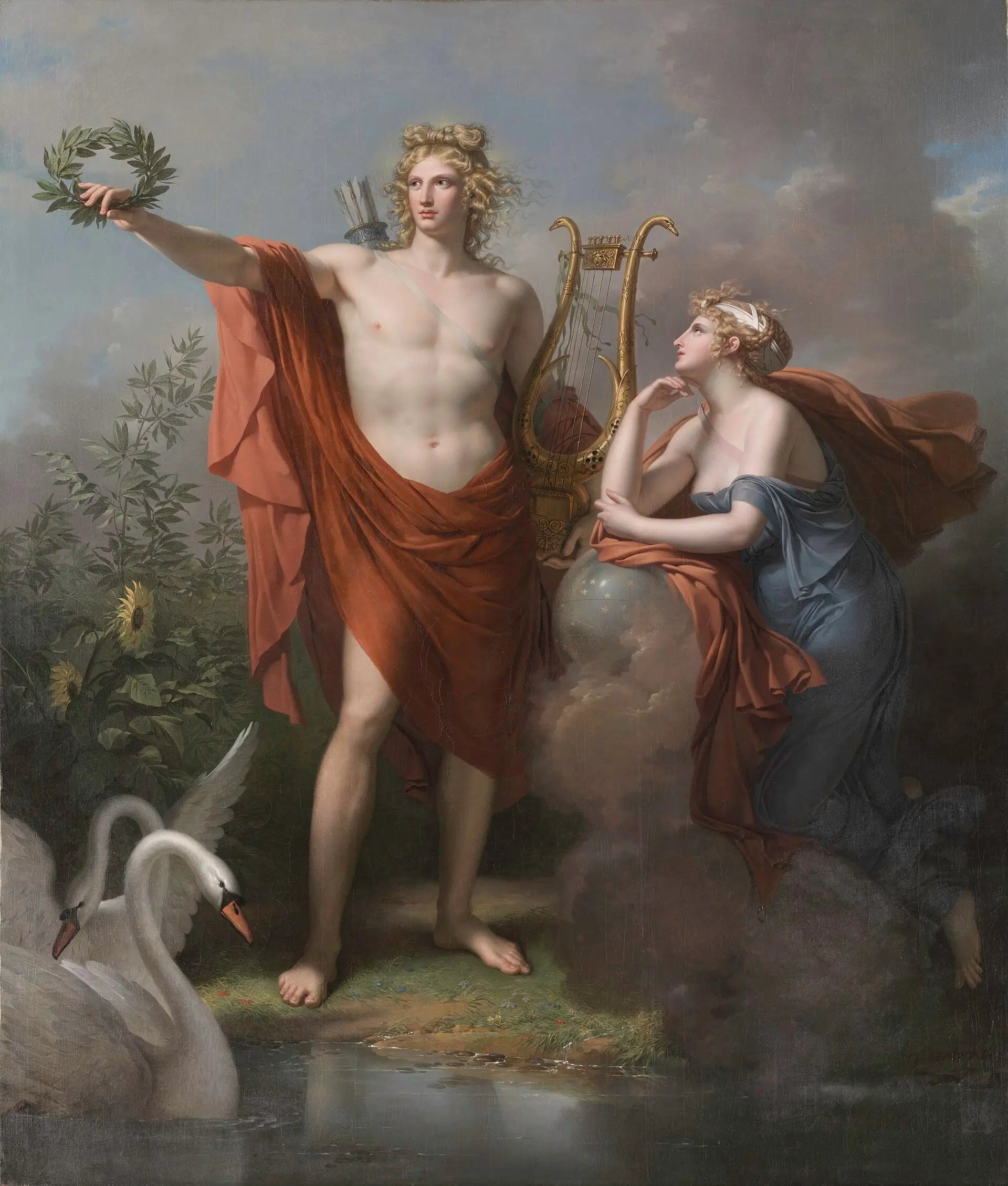 Apollon Dieu de la Lumière de l’Éloquence et des Beaux-Arts accompagné d’Uranie Muse qui préside à l’Astronomie