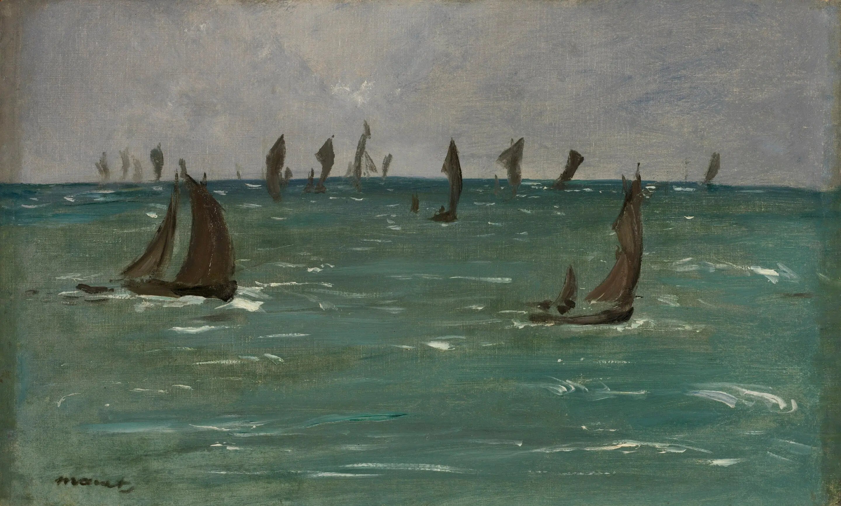 Reproduction du tableau « Bateaux à Berck-sur-Mer - Édouard Manet » par Alpha Reproduction en peinture à l’huile
