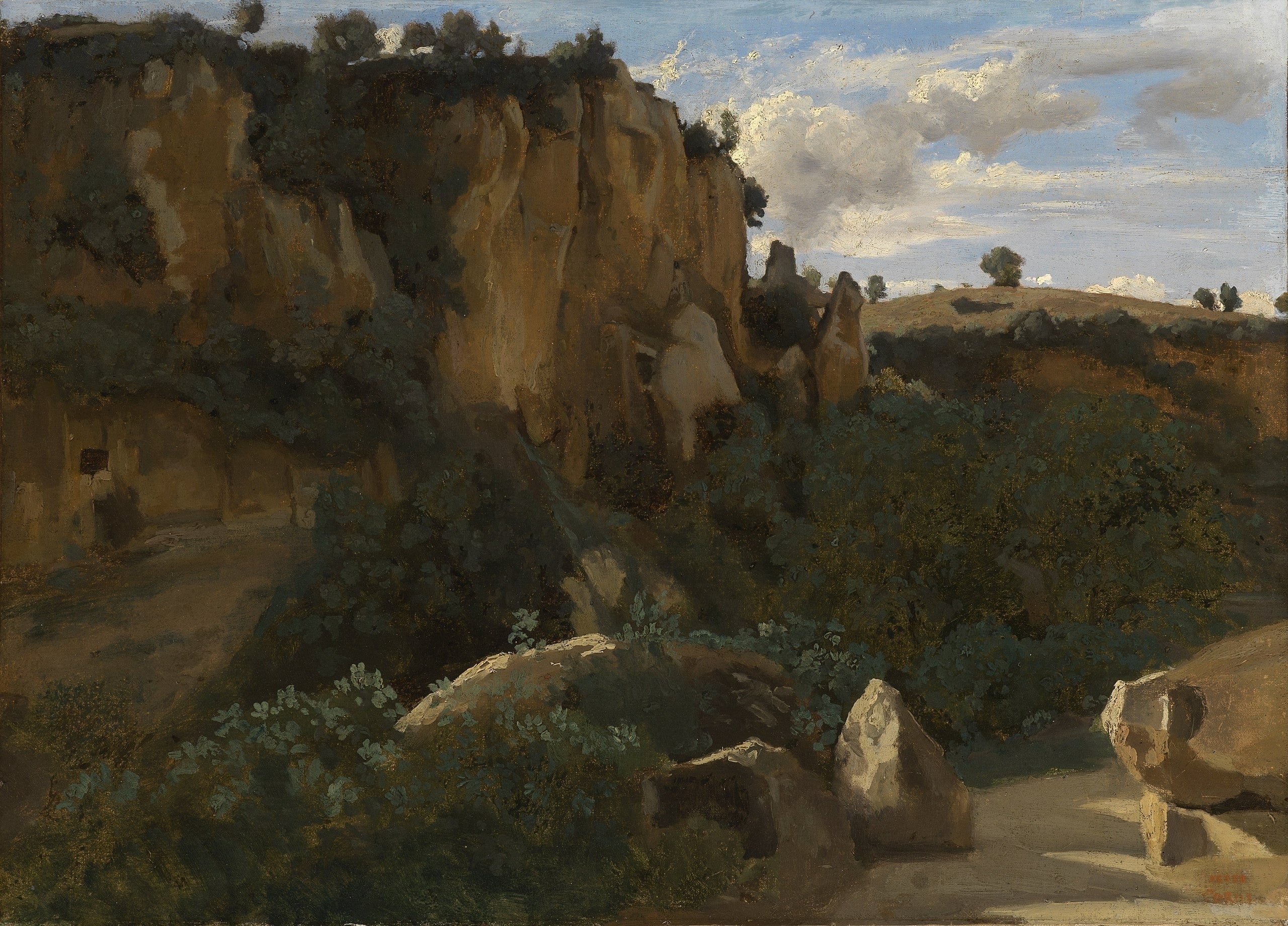 Civita Castellana. Rochers dominant la vallée boisée - Jean-Baptiste Camille Corot