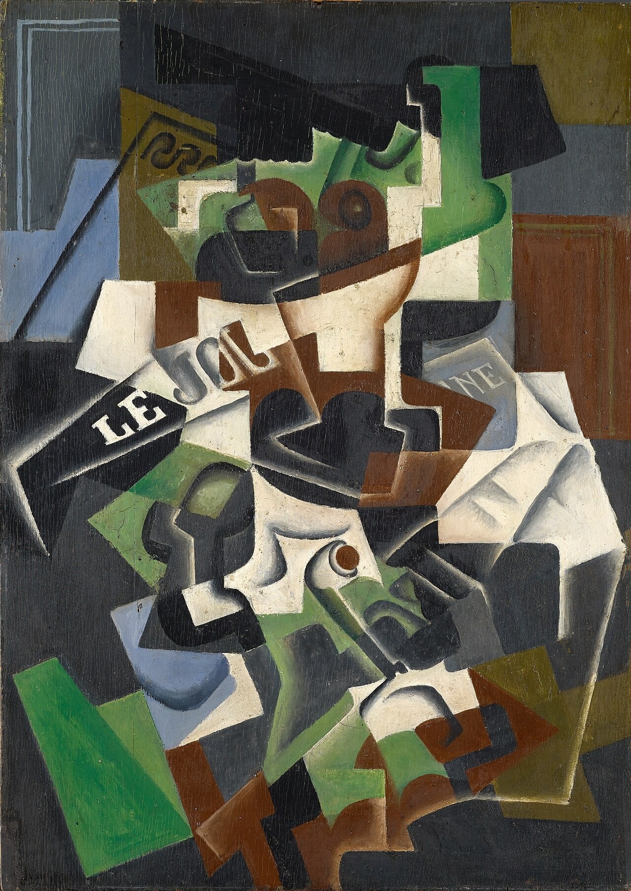 Coupe à fruits, pipe et journal - Juan Gris