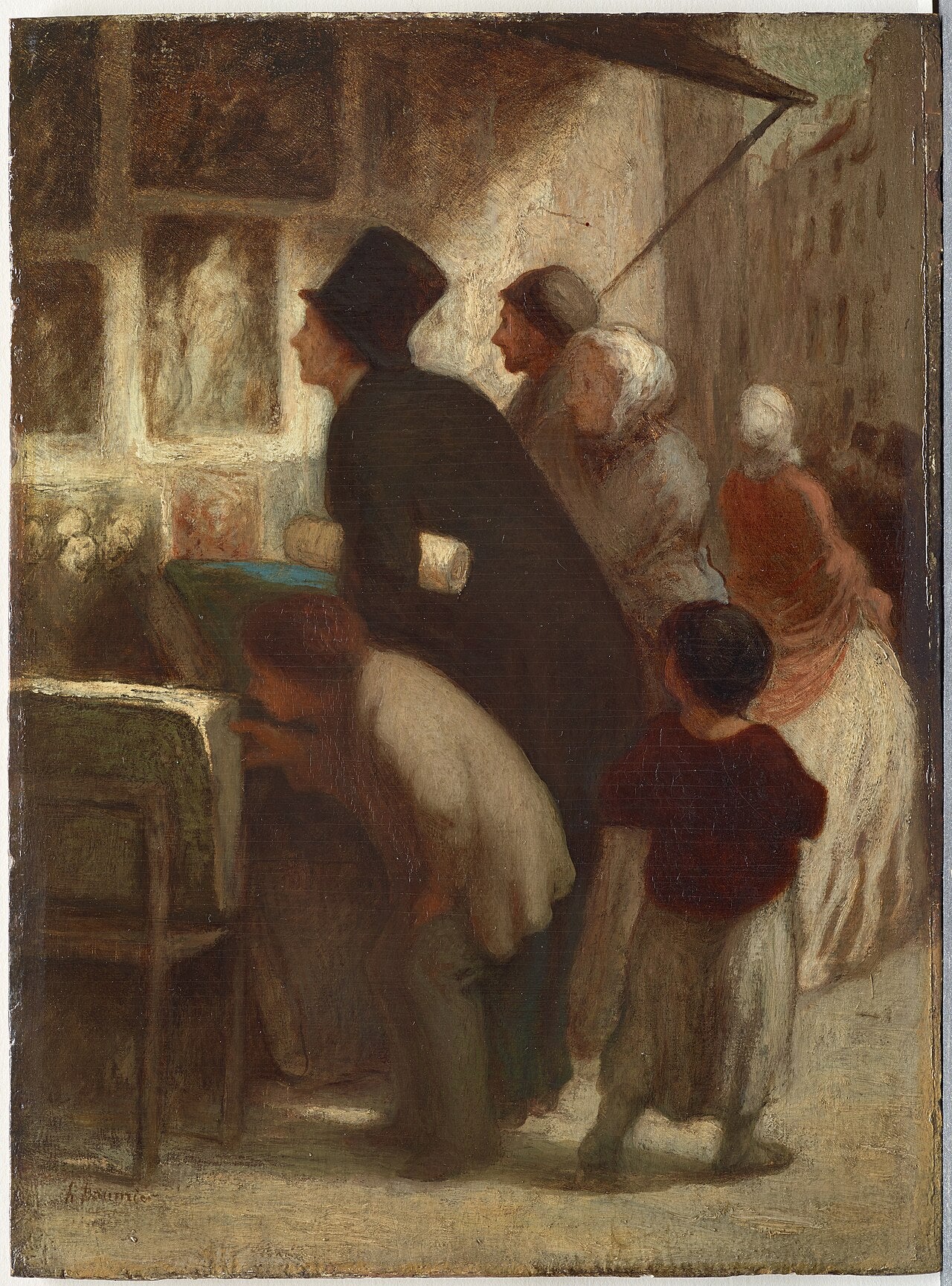 En dehors de la boutique du marchand d'estampes - Honoré Daumier