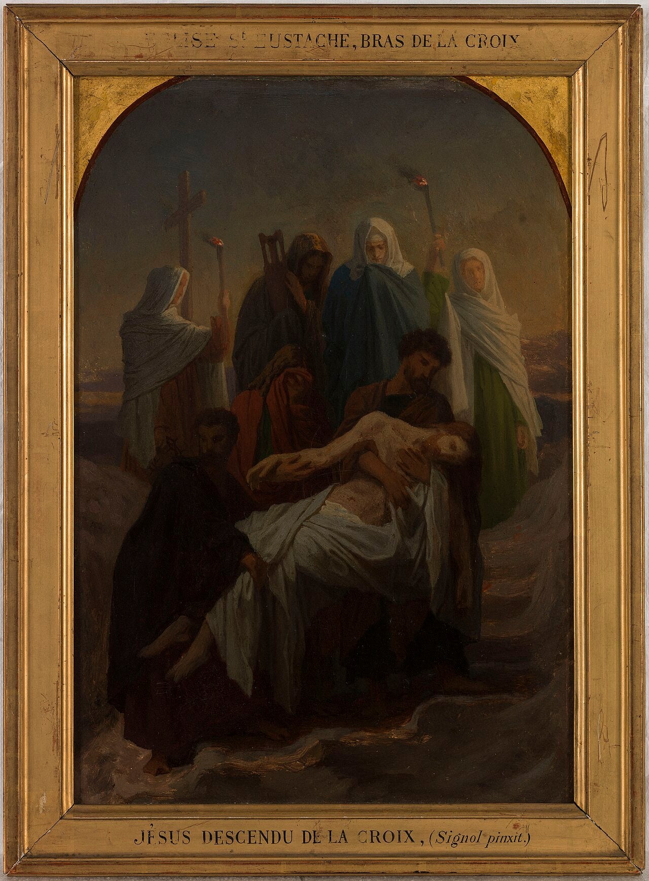 Esquisse pour l'église Saint-Eustache : L'ensevelissement du Christ, Jésus descendu de la Croix - Émile Signol