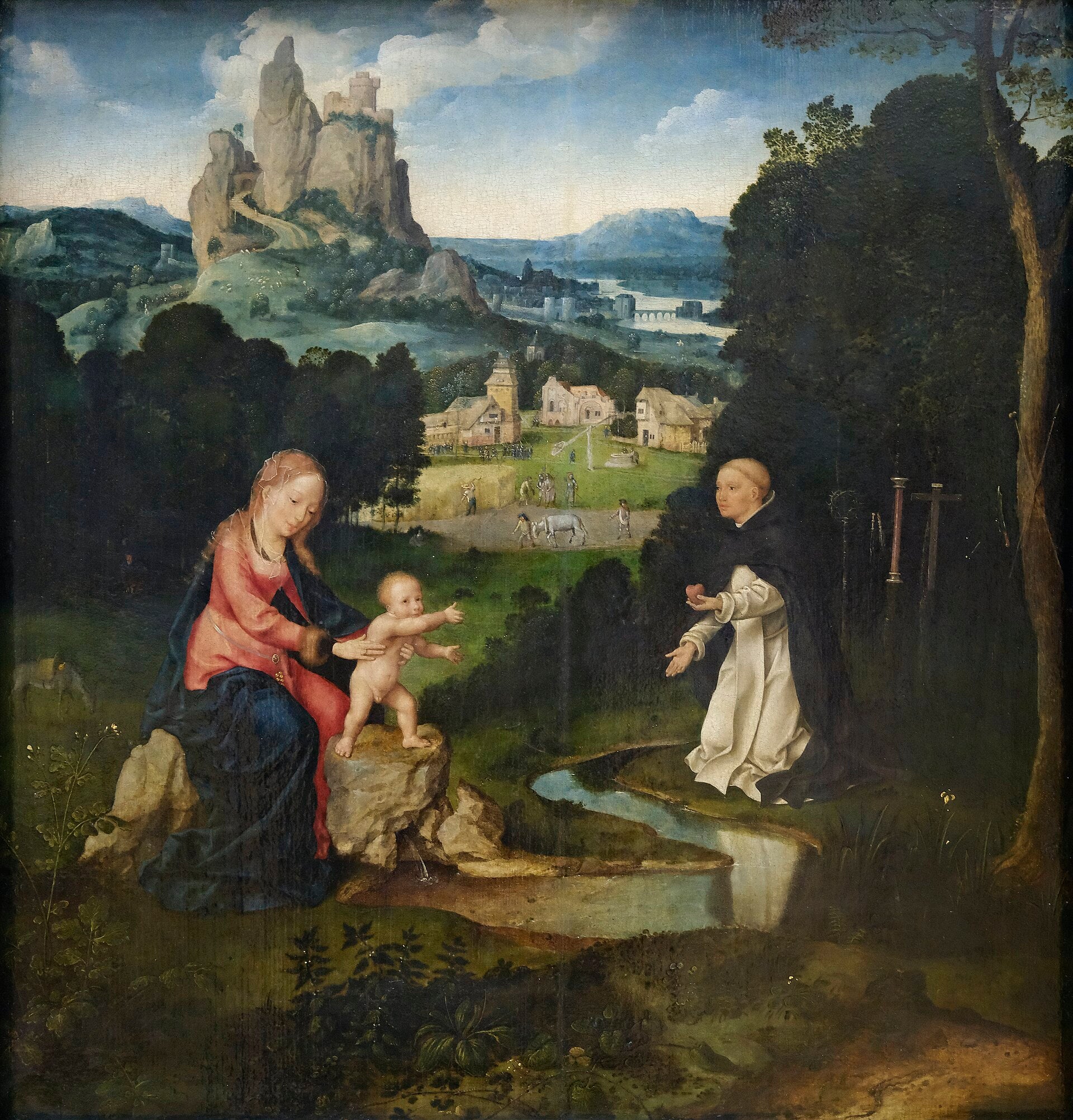 La Vierge et l'Enfant avec un dominicain offrant son cœur - Joos van Cleve