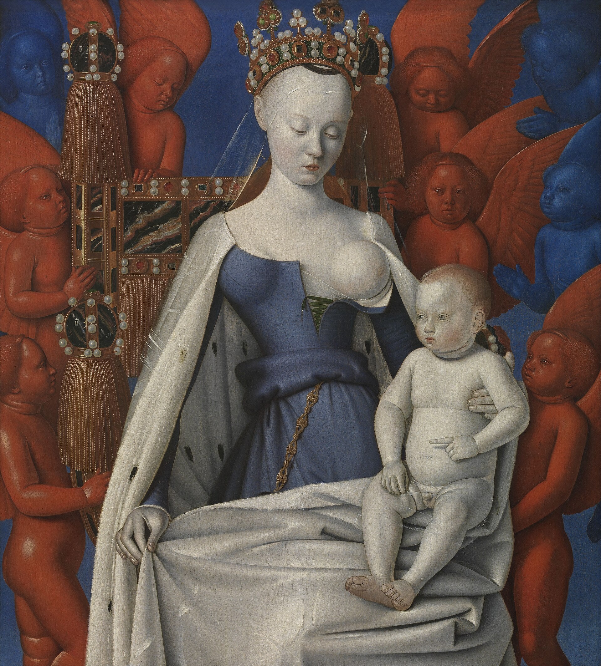 La Vierge et l'Enfant entourés d'anges - Jean Fouquet