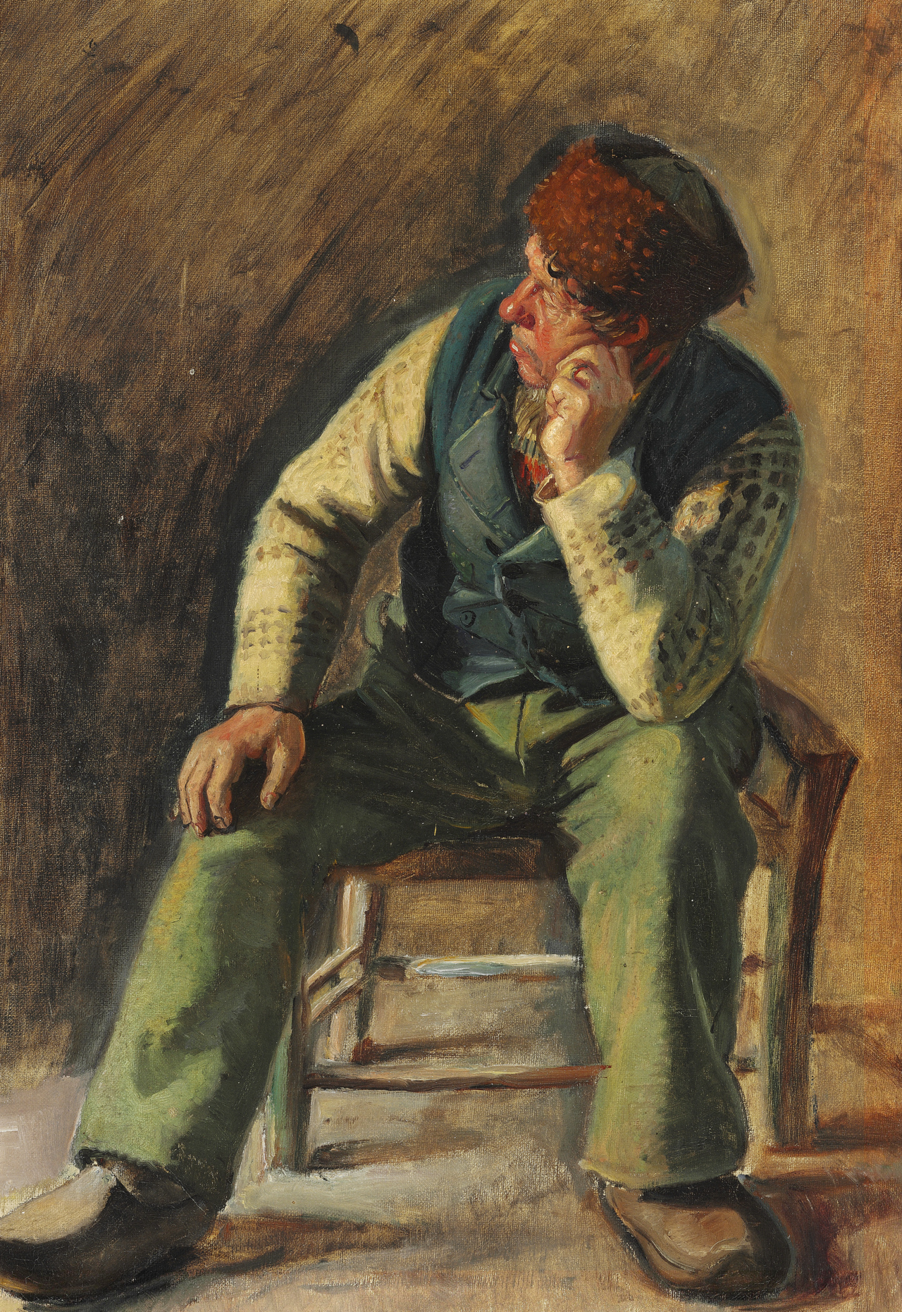 Le pêcheur et sauveteur Lars Gaihede assis sur une chaise. - Michael Peter Ancher - Alpha Reproduction