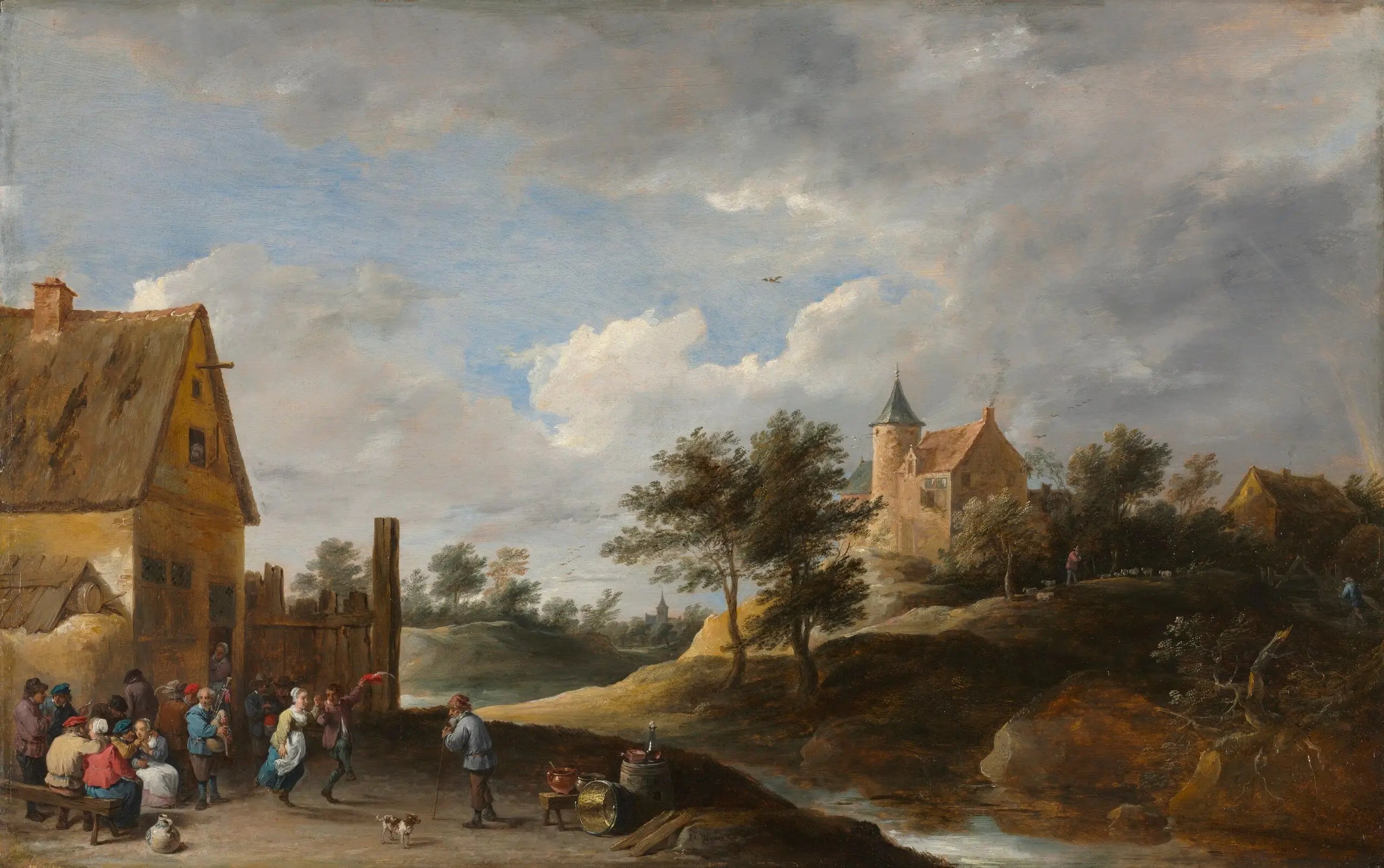 Paysage avec des paysans dansant - David Teniers le Jeune - Alpha Reproduction